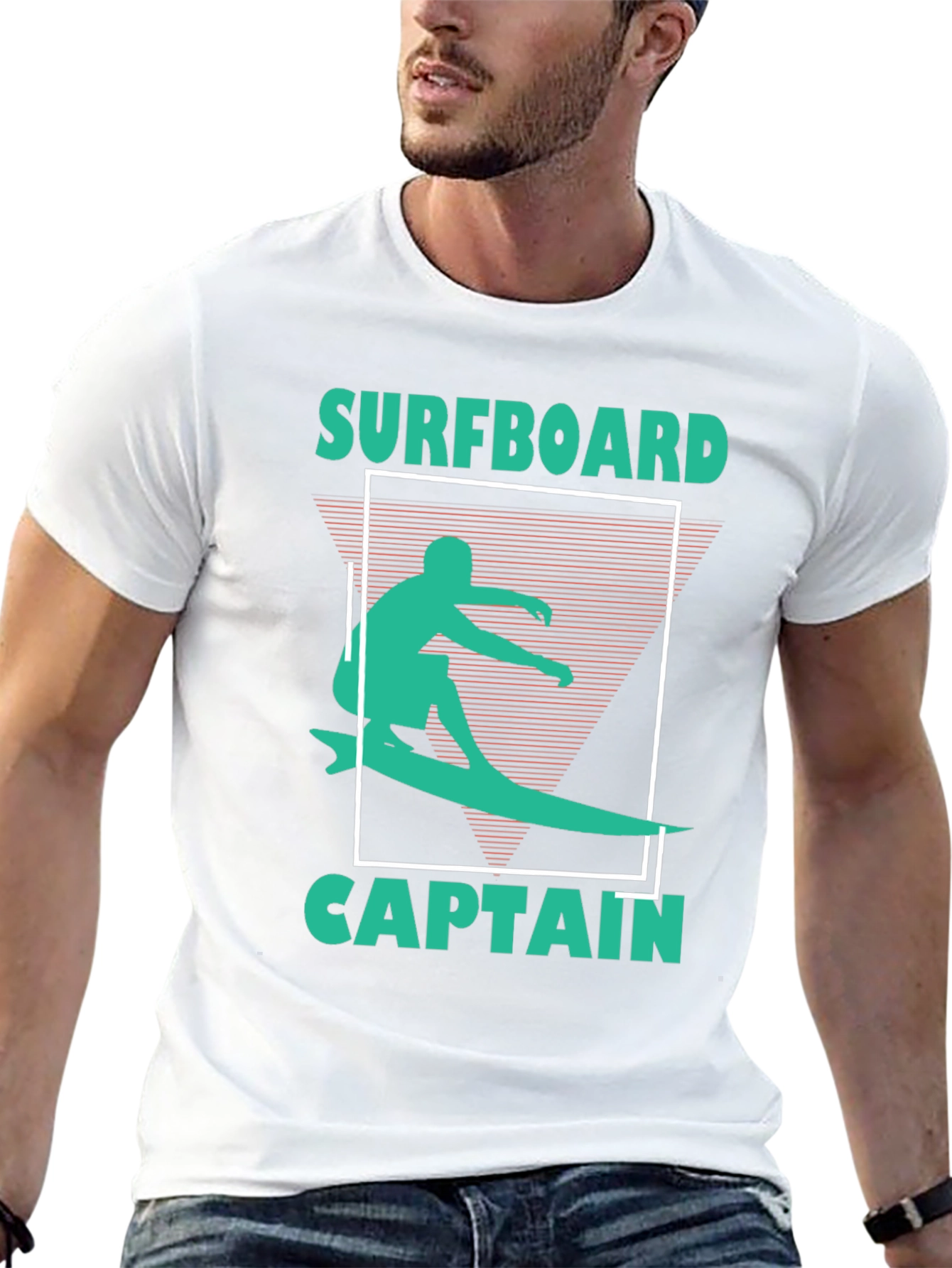 Surfboard Captain Graphic Tee - Black Cotton T-Shirt