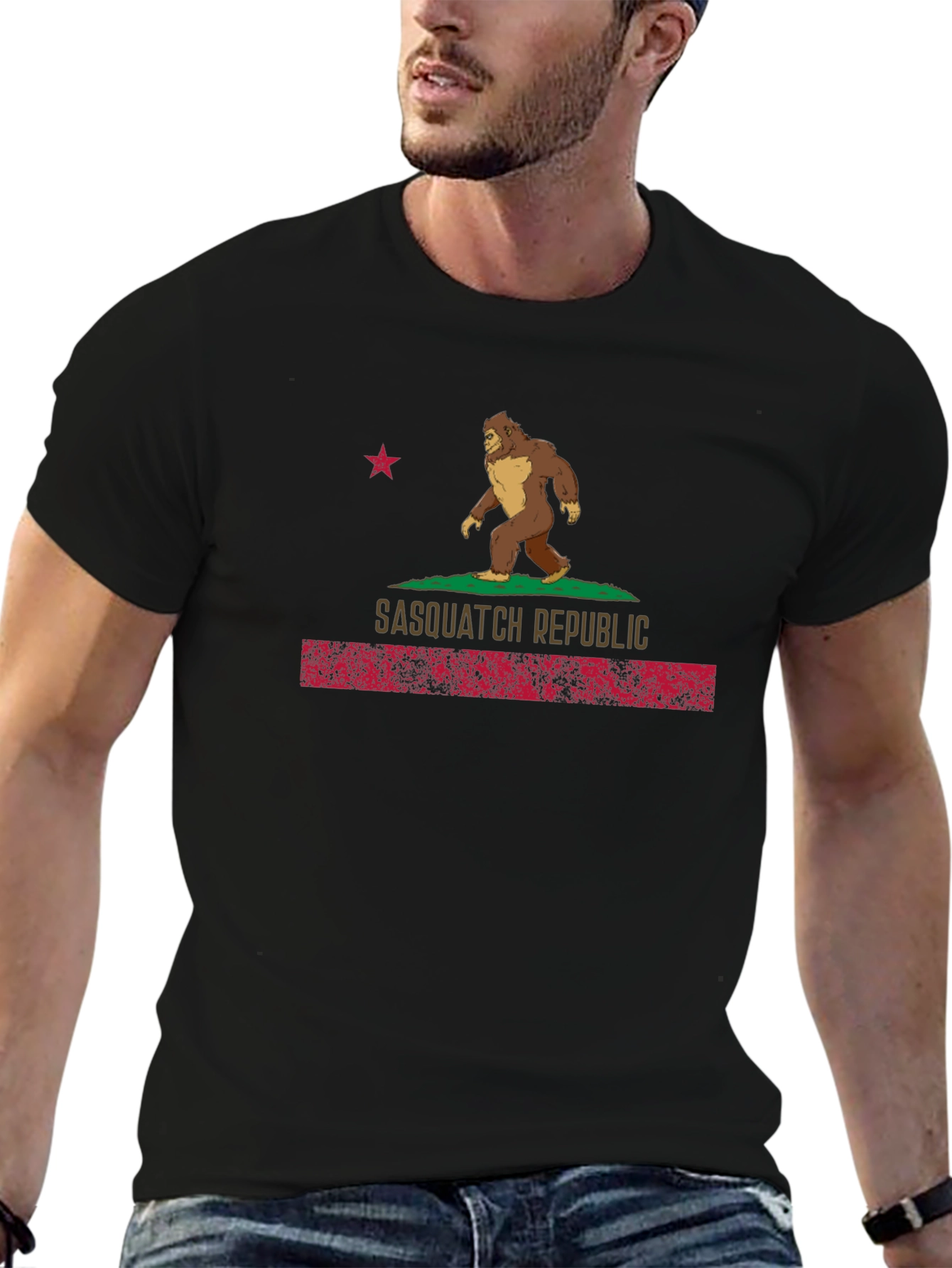 Sasquatch Republic Graphic Tee - Black Crew Neck T-Shirt