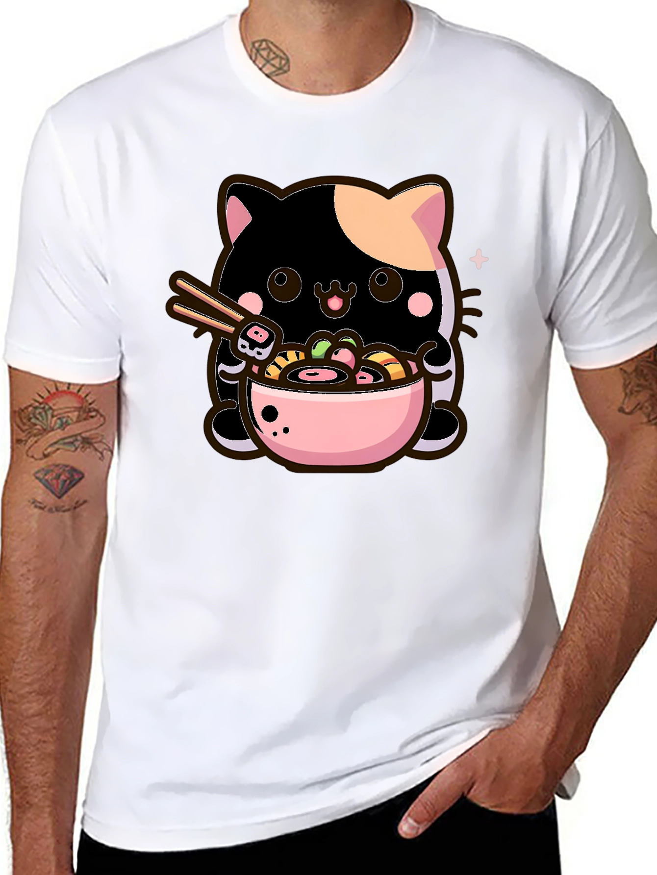 Cute Ramen Cat T-Shirt - Kawaii Noodle Lover Tee
