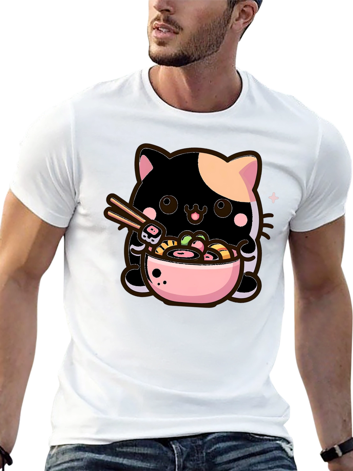 Cute Ramen Cat T-Shirt - Kawaii Noodle Lover Tee