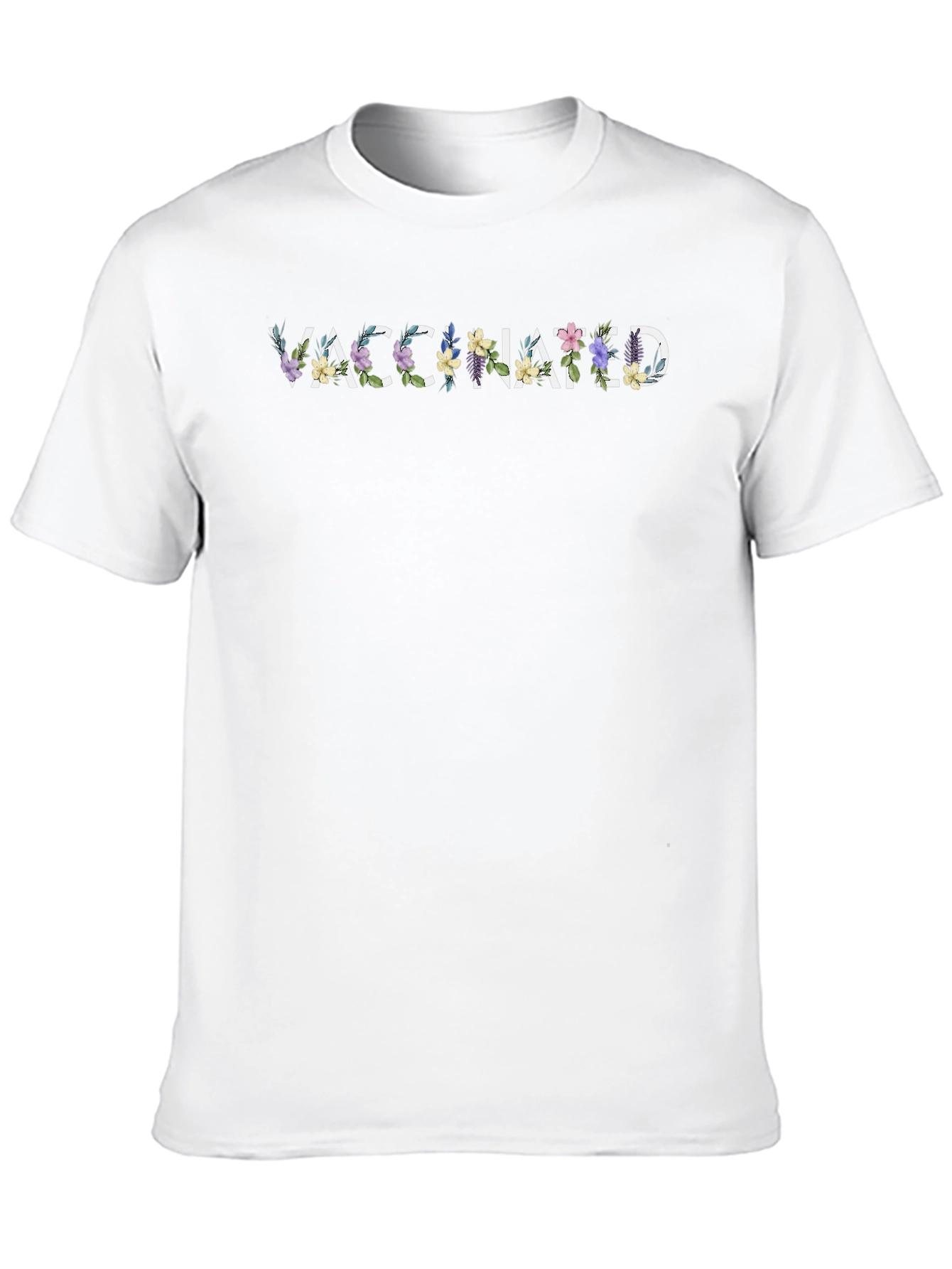 Vaccinated Floral Graphic Black Crewneck T-Shirt