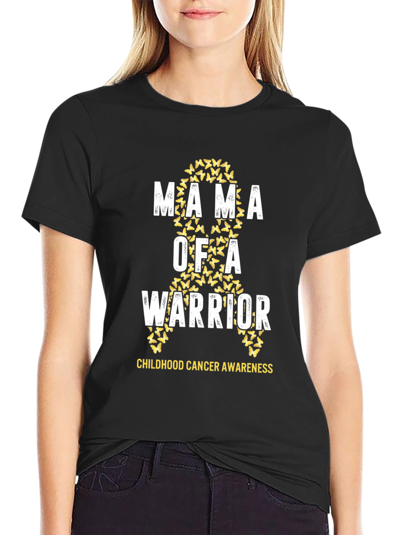 Mama of a Warrior Childhood Cancer Awareness T-Shirt
