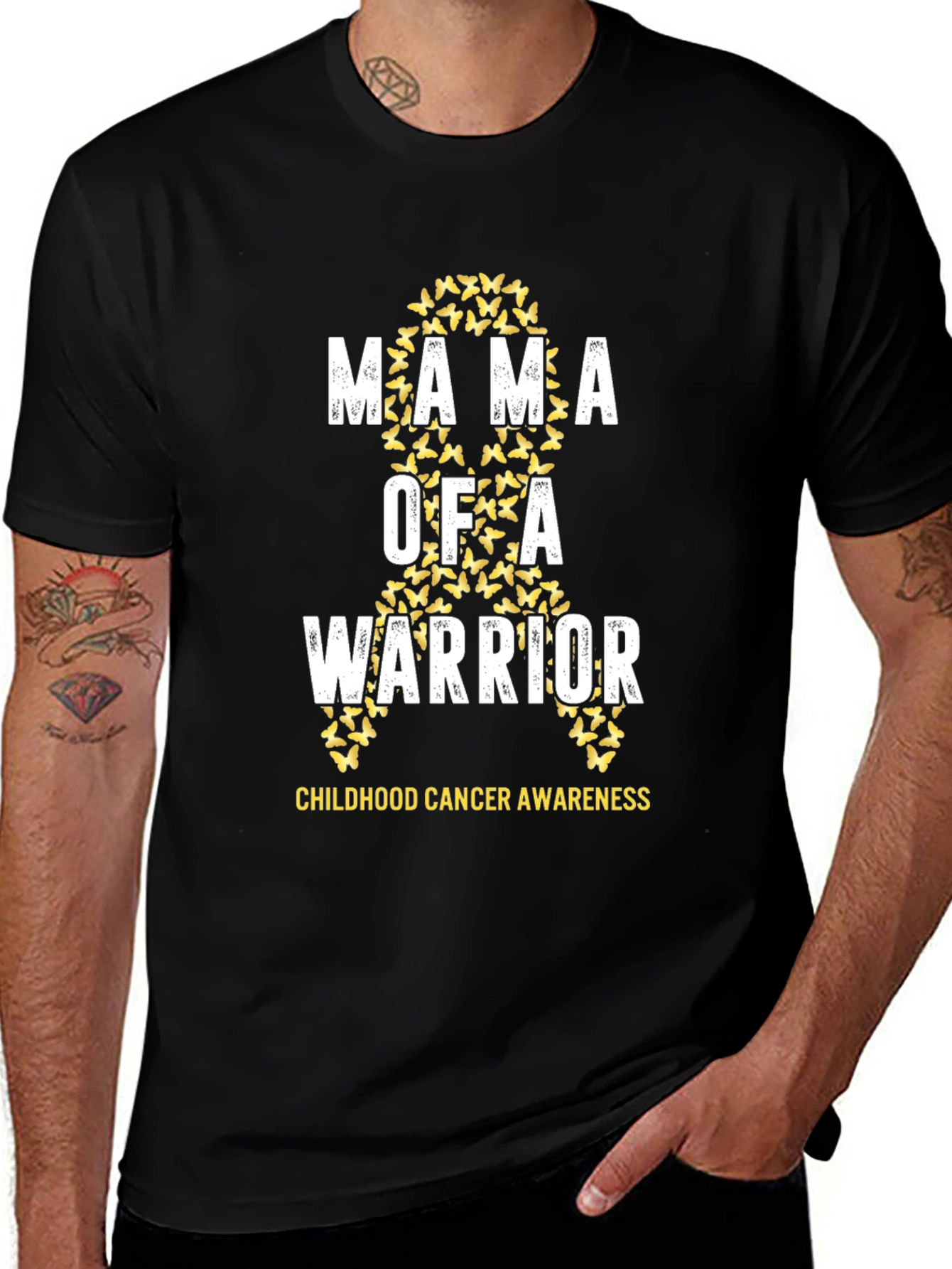 Mama of a Warrior Childhood Cancer Awareness T-Shirt