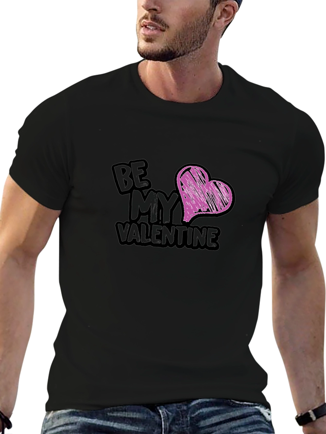 Be My Valentine Black Graphic Tee