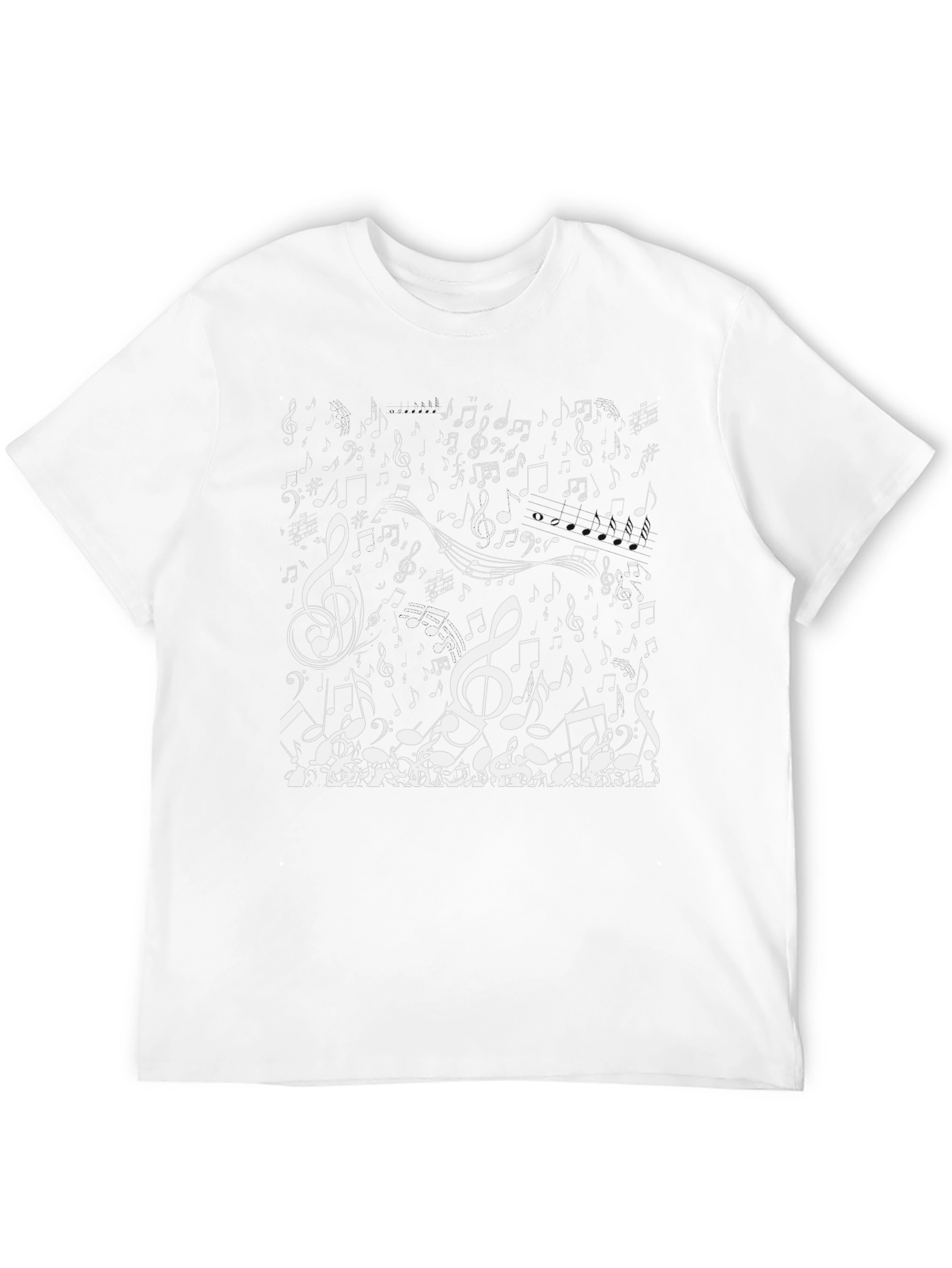 Music Notes Graphic Tee - Black Cotton Casual T-Shirt