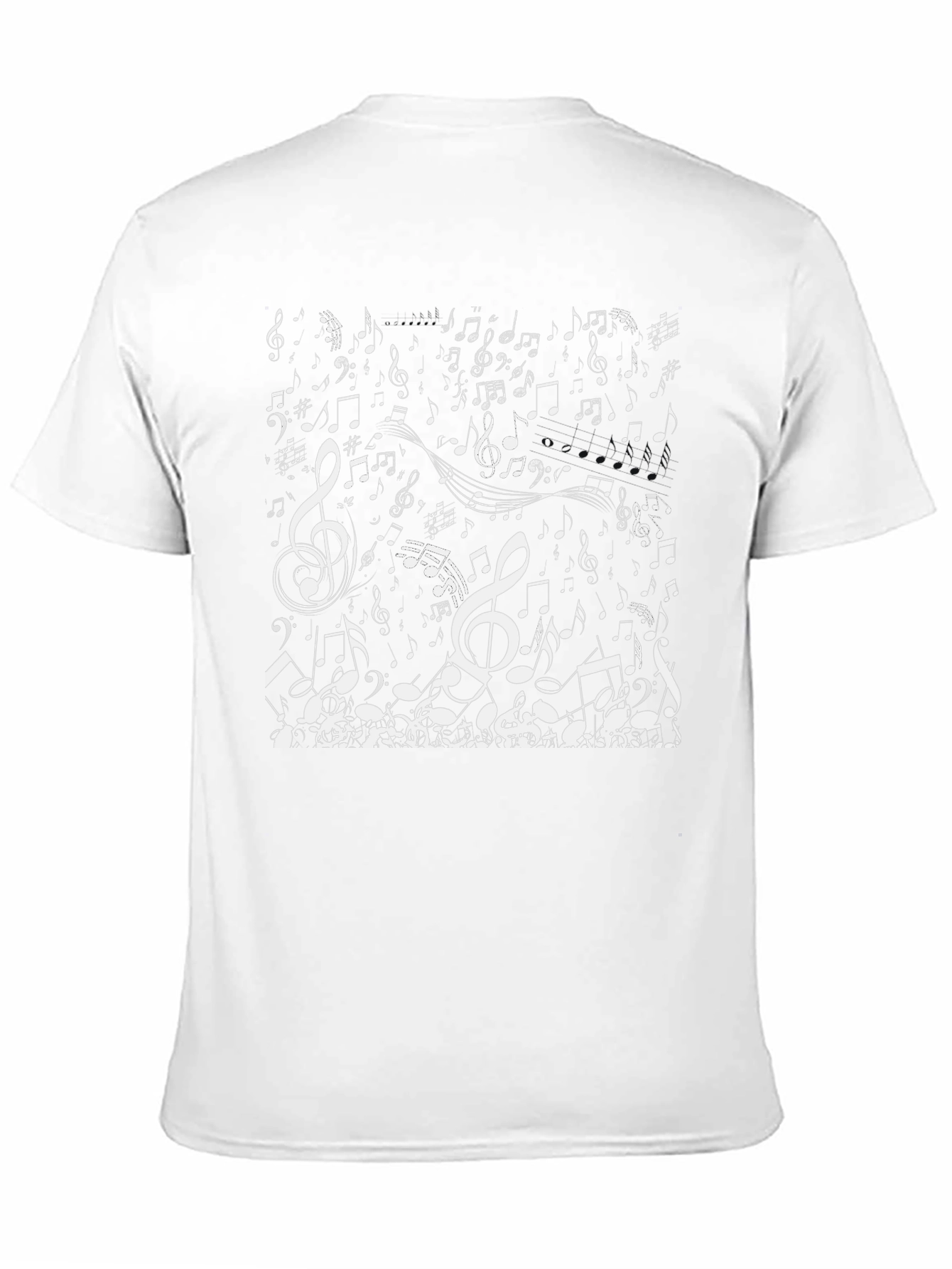 Music Notes Graphic Tee - Black Cotton Casual T-Shirt