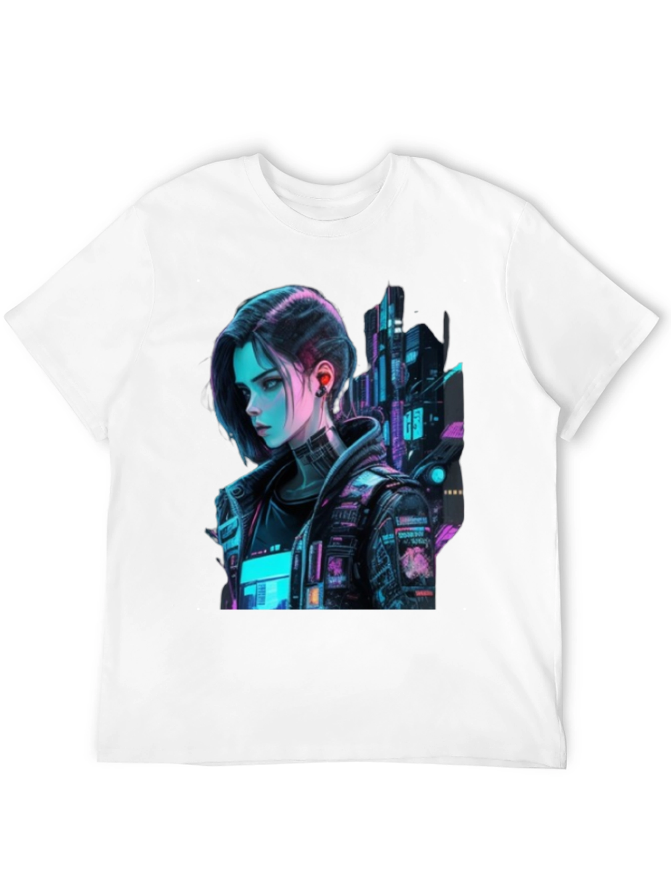 Cyberpunk Girl Graphic Tee - Futuristic Style