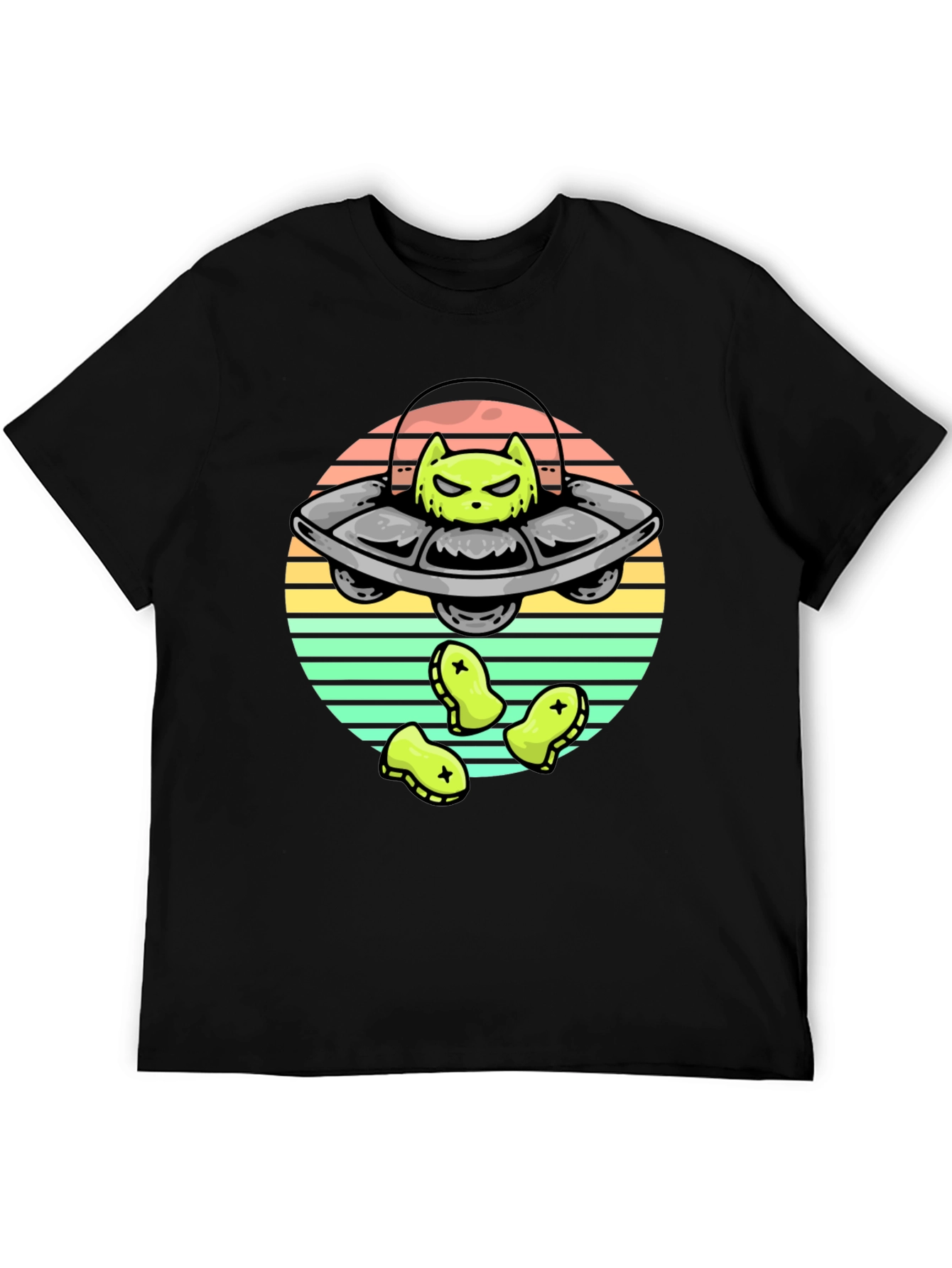 Alien Cat UFO Graphic T-Shirt