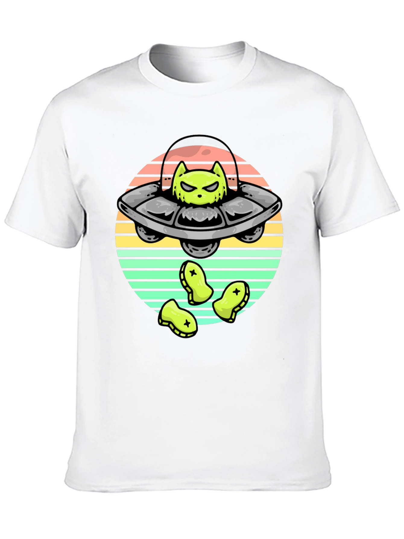 Alien Cat UFO Graphic T-Shirt