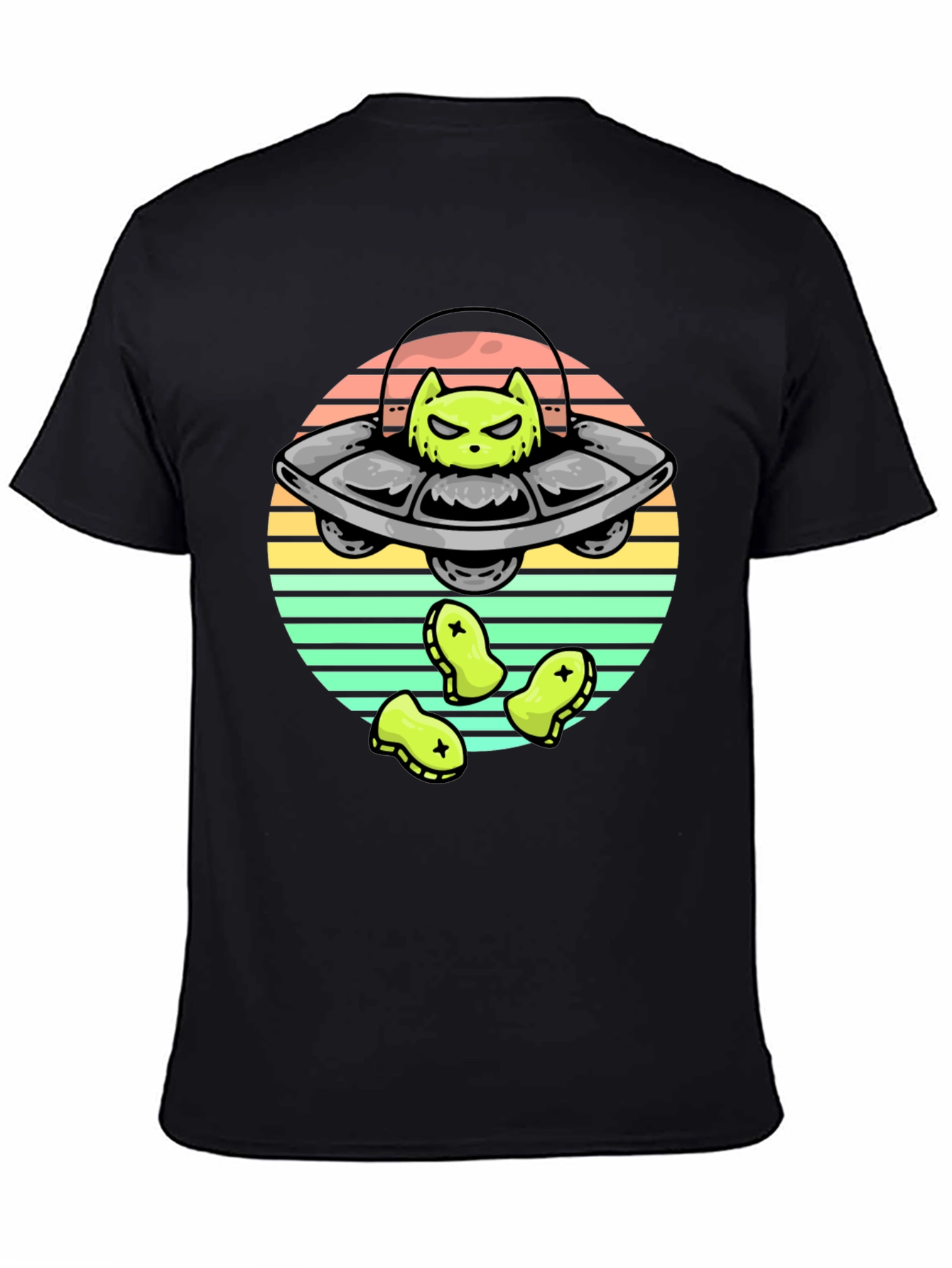 Alien Cat UFO Graphic T-Shirt
