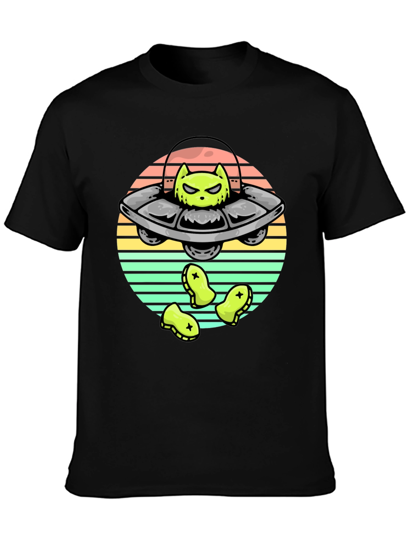 Alien Cat UFO Graphic T-Shirt