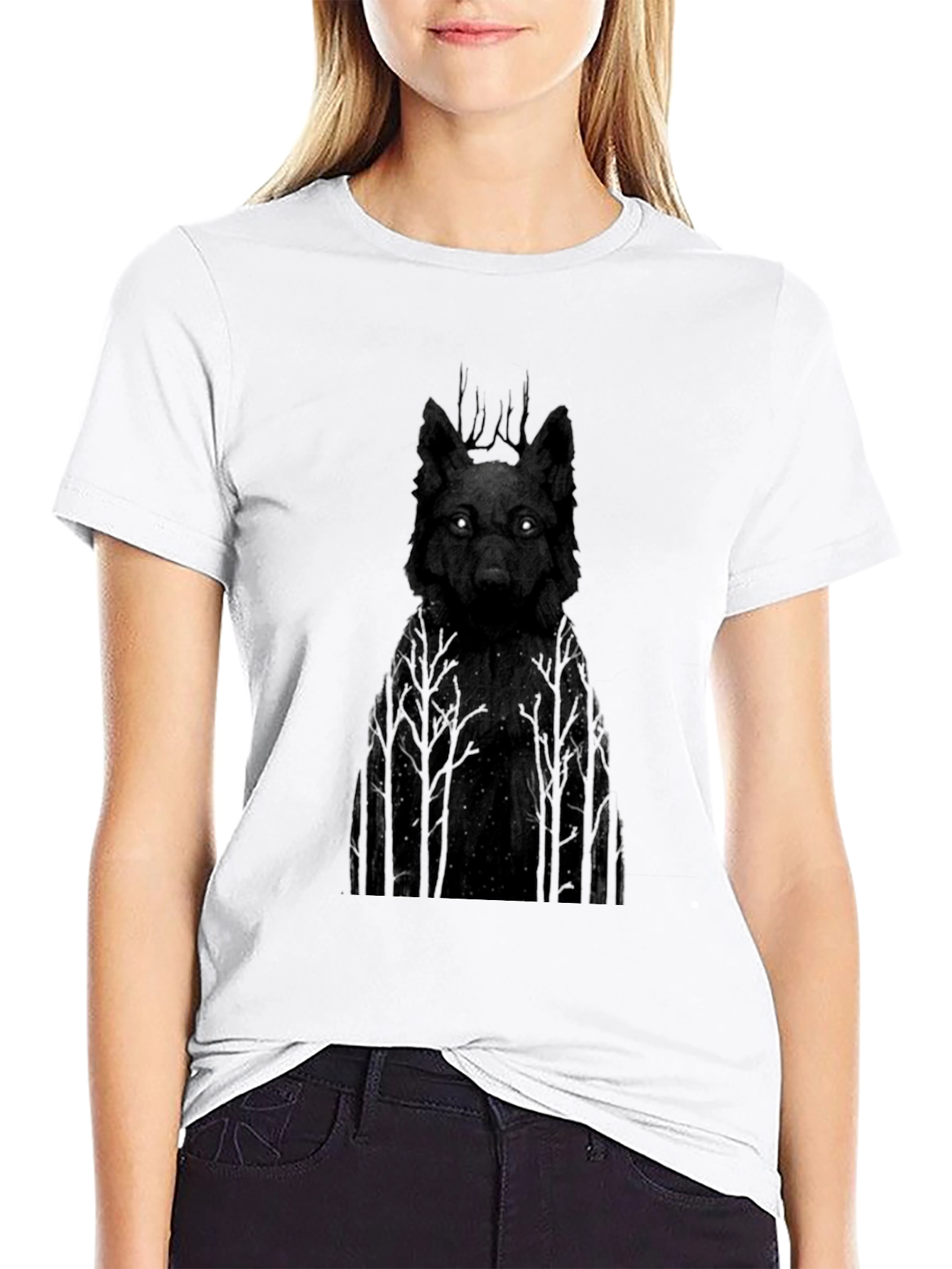 Mens Black Wolf Graphic Tee