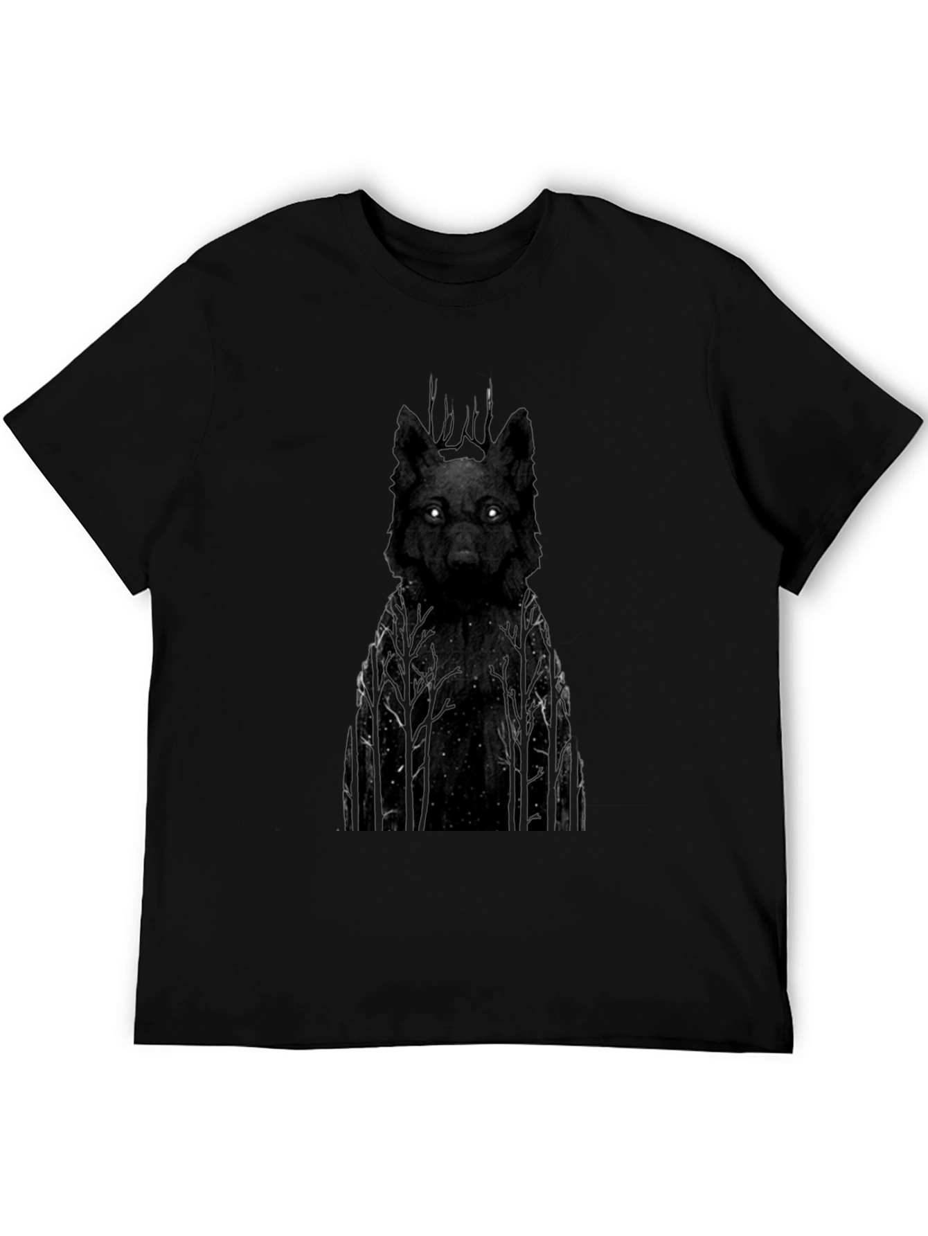 Mens Black Wolf Graphic Tee