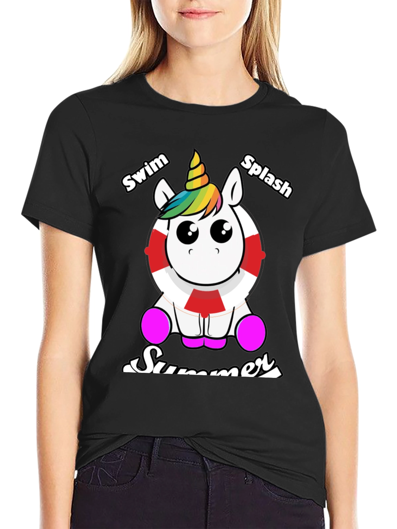 Unicorn Summer Swim Splash Graphic Tee