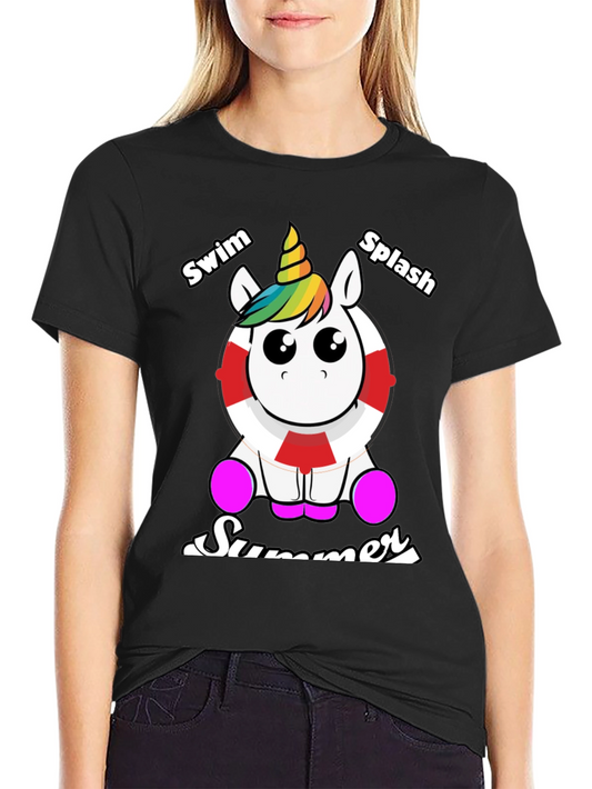 Unicorn Summer Swim Splash Graphic Tee