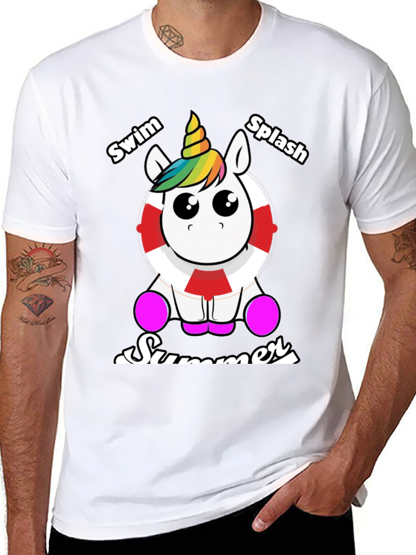Unicorn Summer Swim Splash Graphic Tee