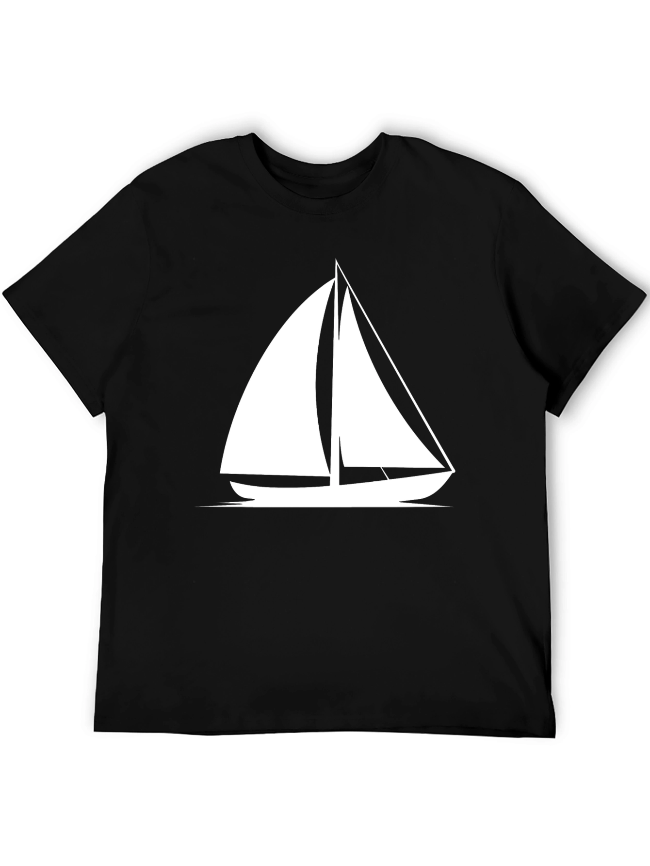 Sailboat Graphic Tee - Black Cotton T-Shirt