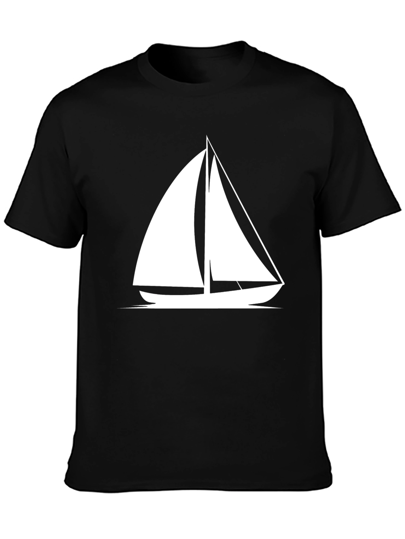 Sailboat Graphic Tee - Black Cotton T-Shirt