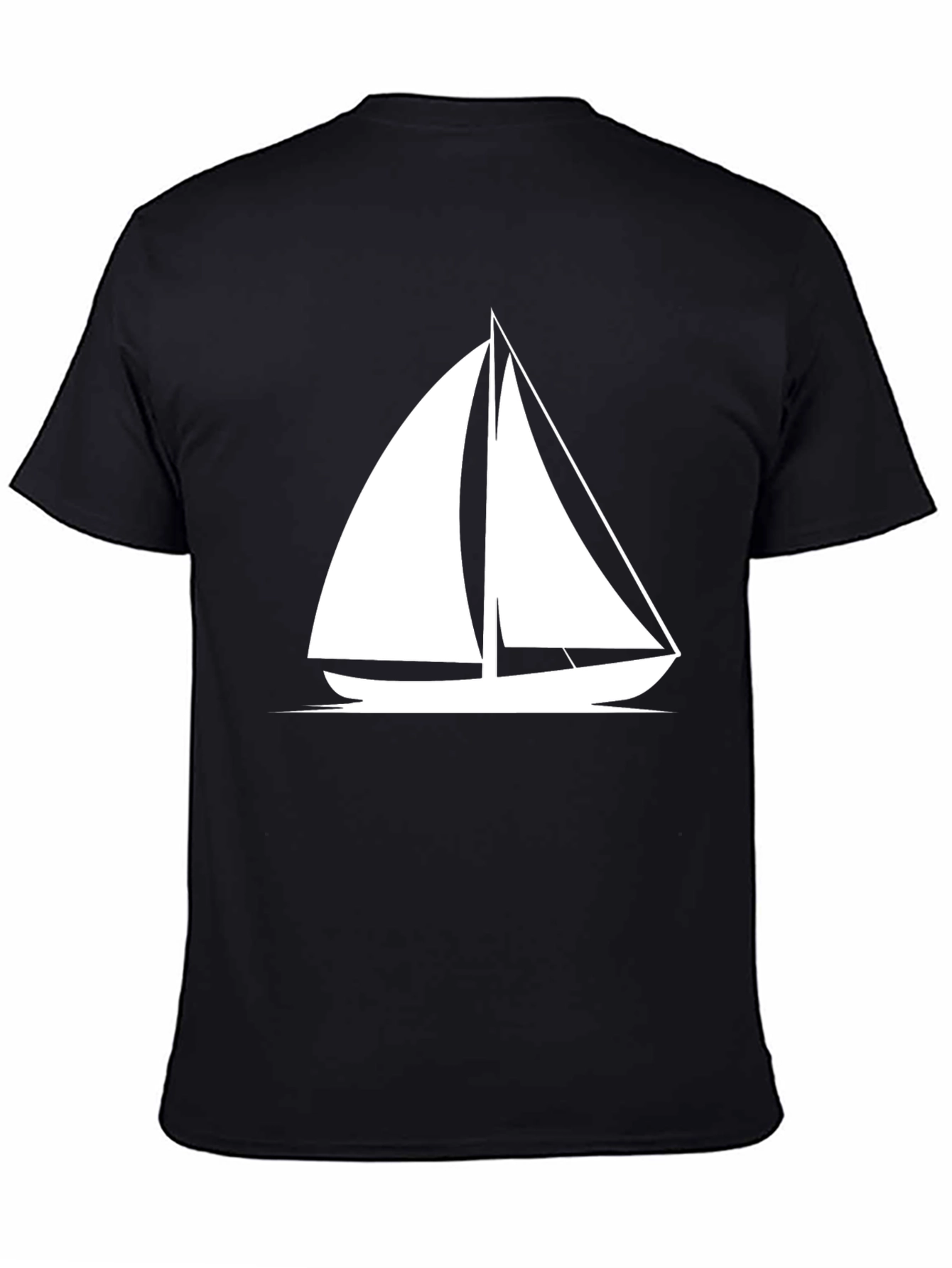 Sailboat Graphic Tee - Black Cotton T-Shirt