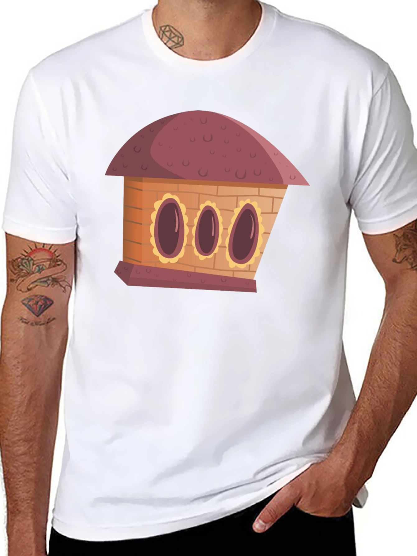Cartoon House Graphic Tee - Unique Design