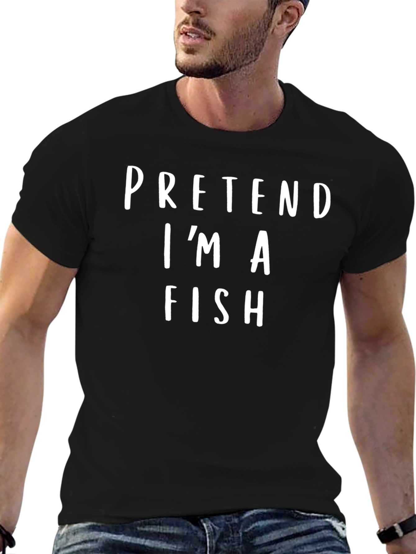 Pretend Im A Fish Black Graphic T-Shirt