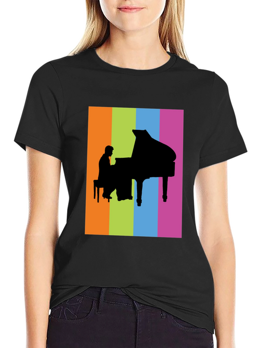 Piano Player Graphic Tee - Colorful Music T-Shirt