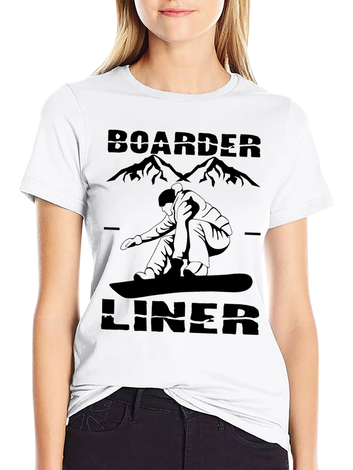 Boarder Liner T-Shirt: Snowboarder Mountain Graphic Tee