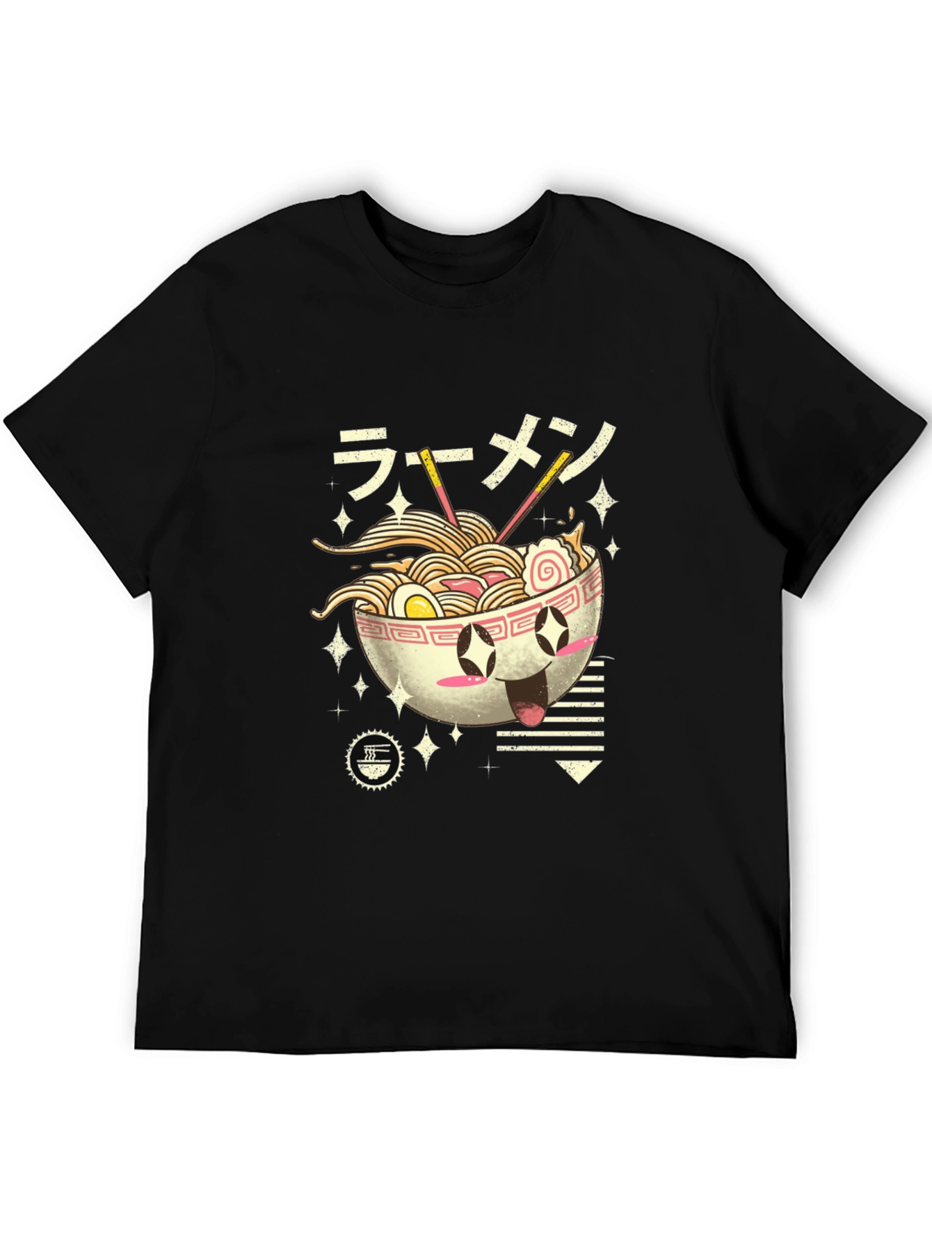 Ramen Lover Black T-Shirt - Kawaii Noodle Bowl Design