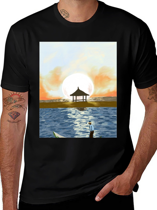Sunset Beach Graphic Tee - Stylish Mens T-Shirt