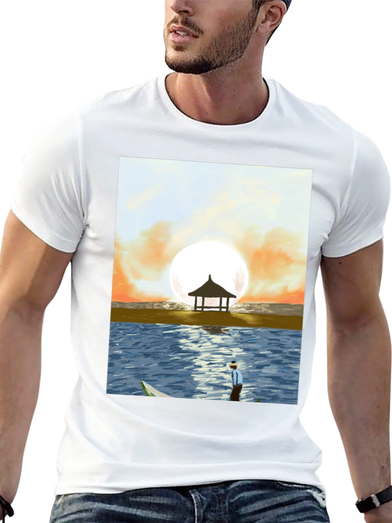 Sunset Beach Graphic Tee - Stylish Mens T-Shirt