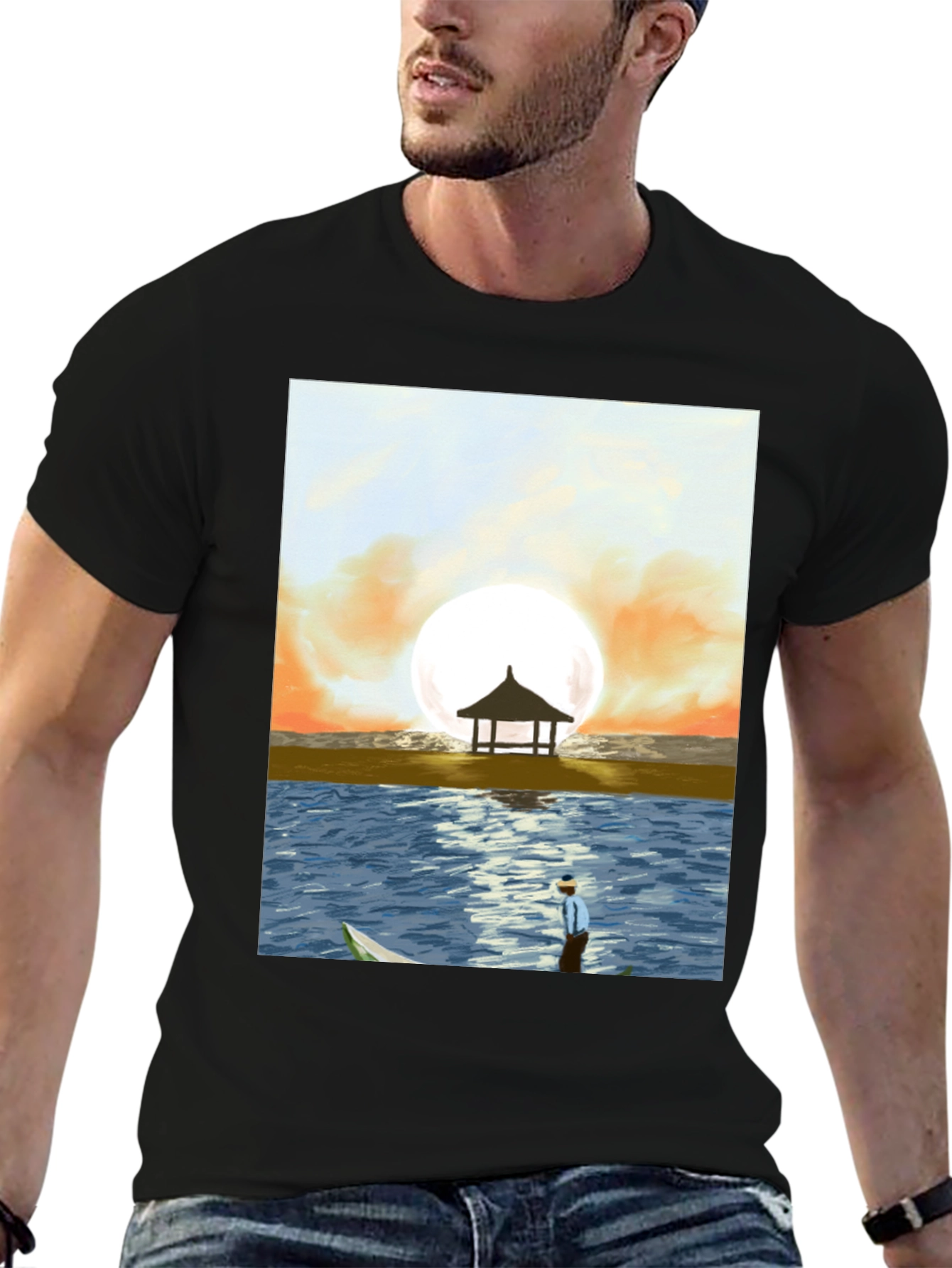 Sunset Beach Graphic Tee - Stylish Mens T-Shirt