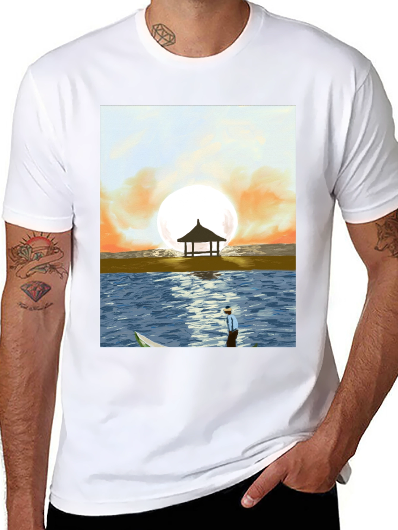 Sunset Beach Graphic Tee - Stylish Mens T-Shirt