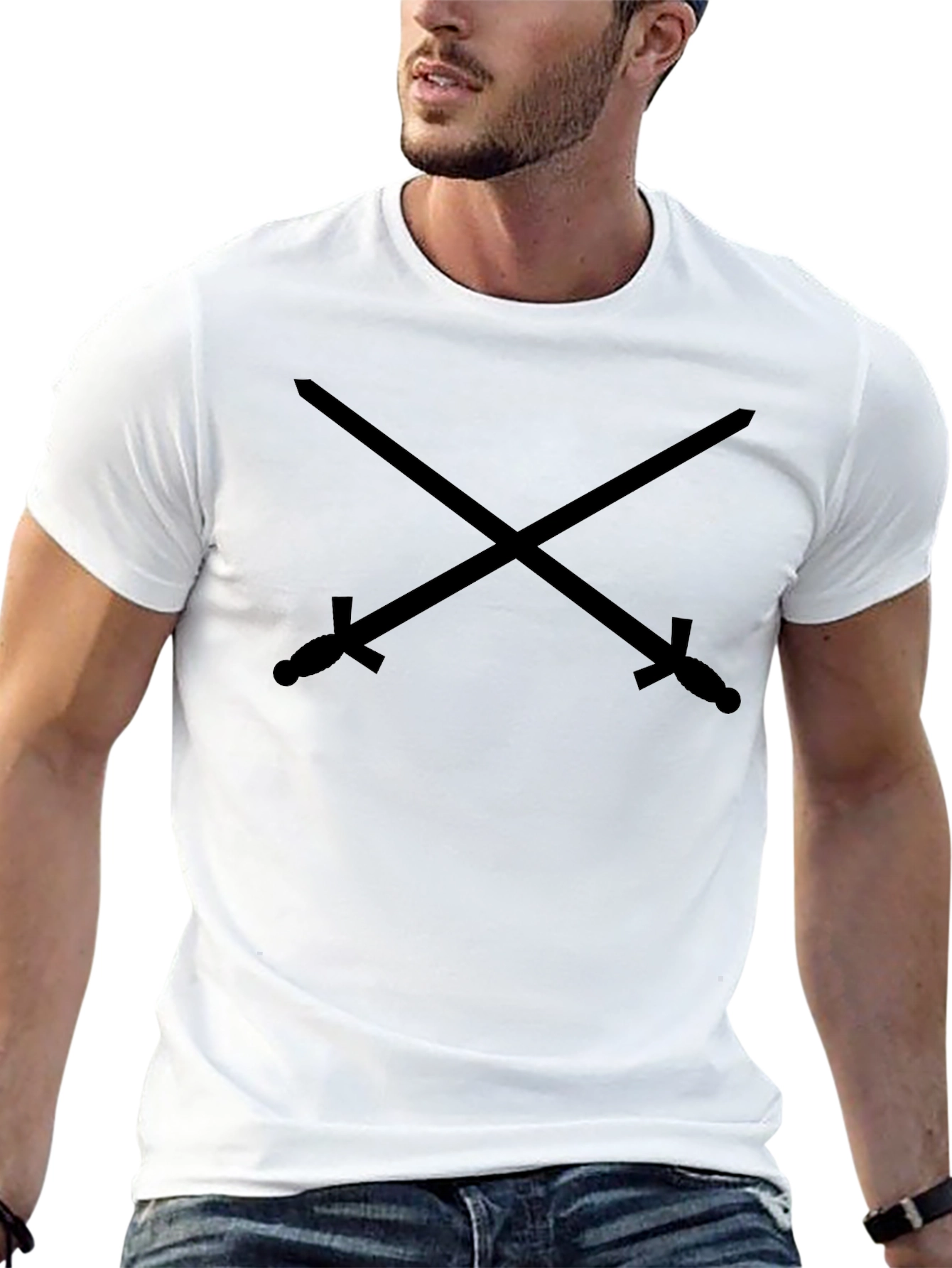 Crossed Swords Graphic Black T-Shirt
