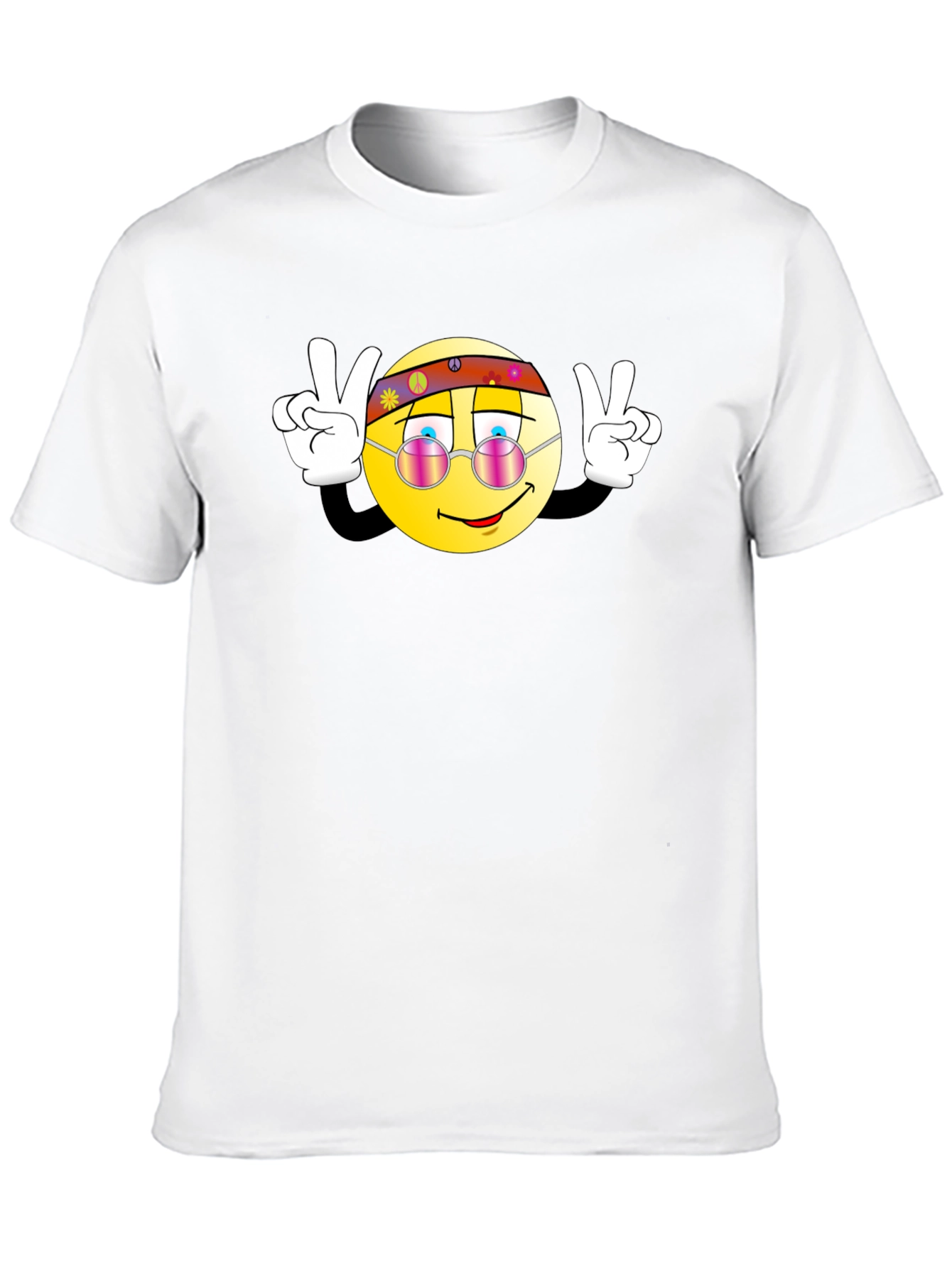 Hippie Smiley Face Peace Sign Graphic T-Shirt