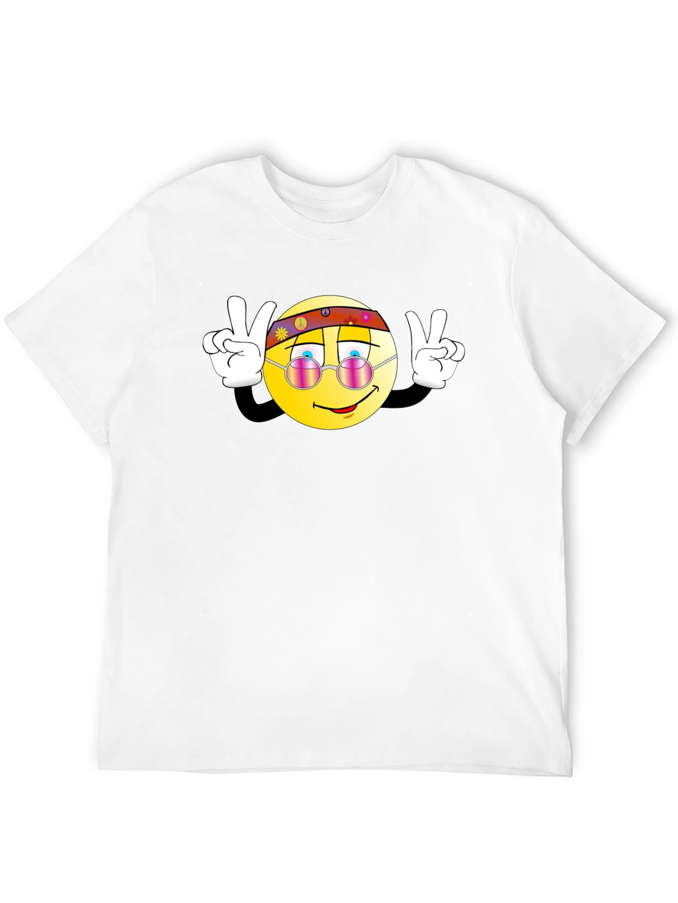 Hippie Smiley Face Peace Sign Graphic T-Shirt