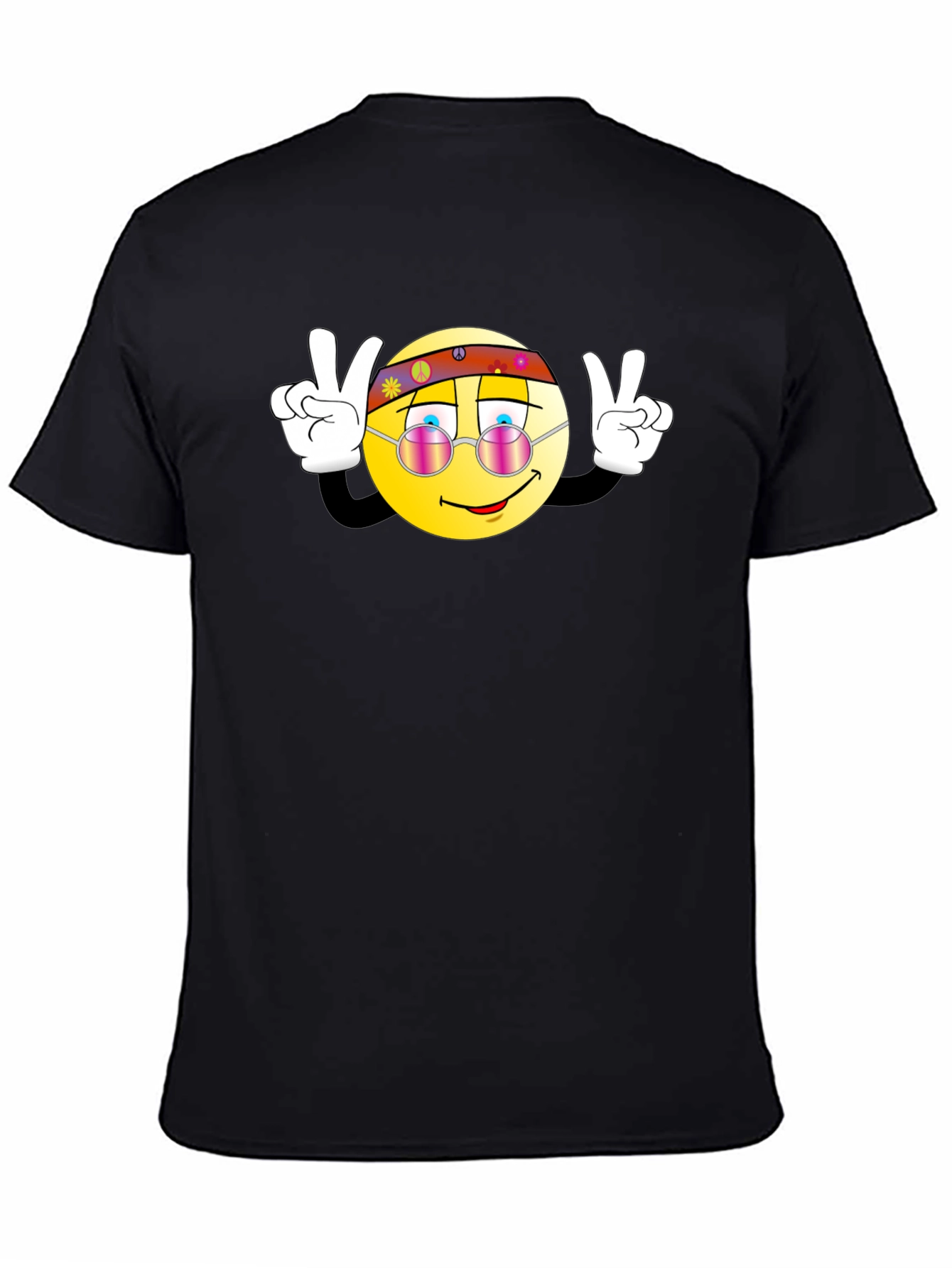 Hippie Smiley Face Peace Sign Graphic T-Shirt