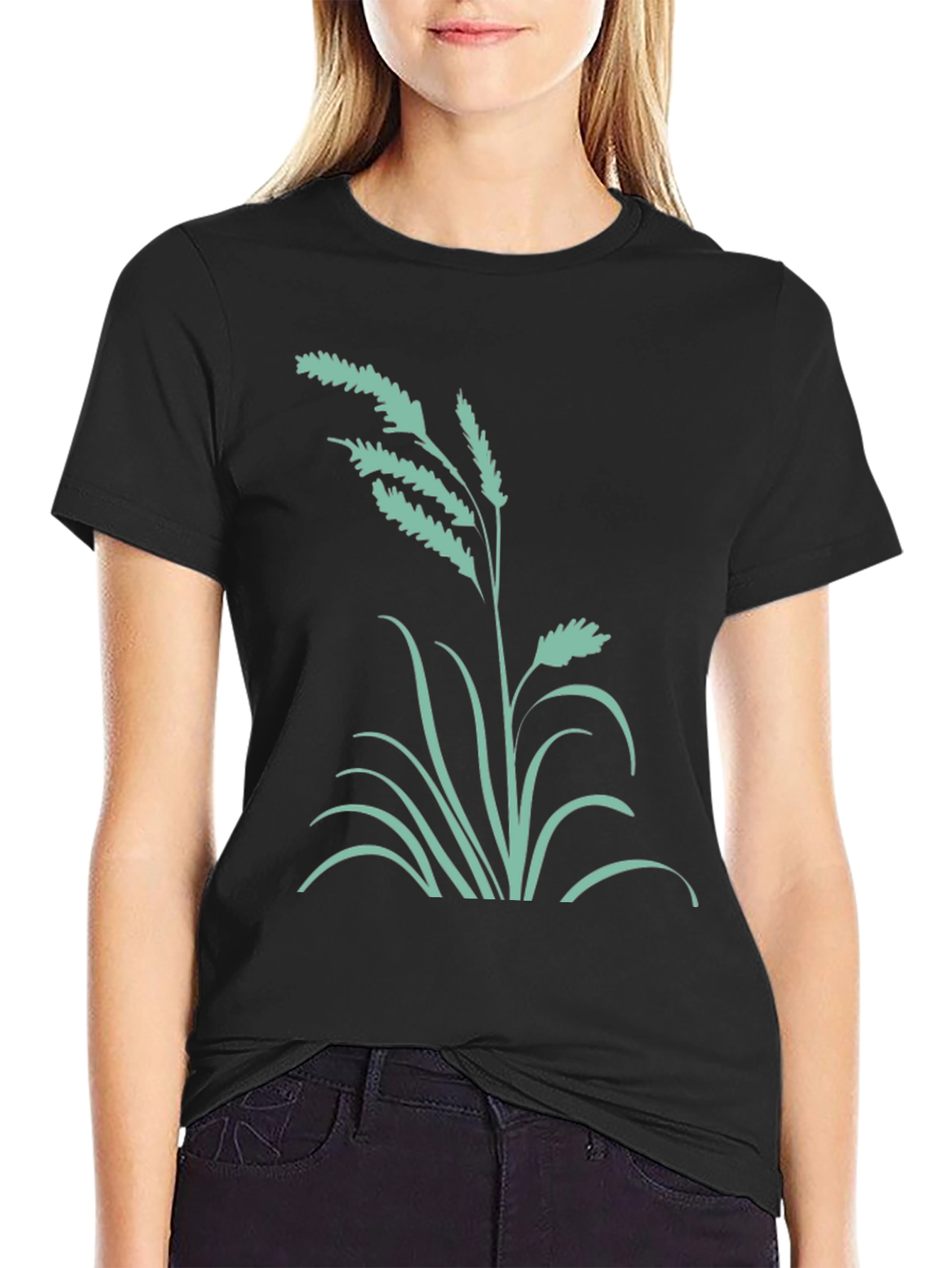 Black Tee with Floral Graphic Design