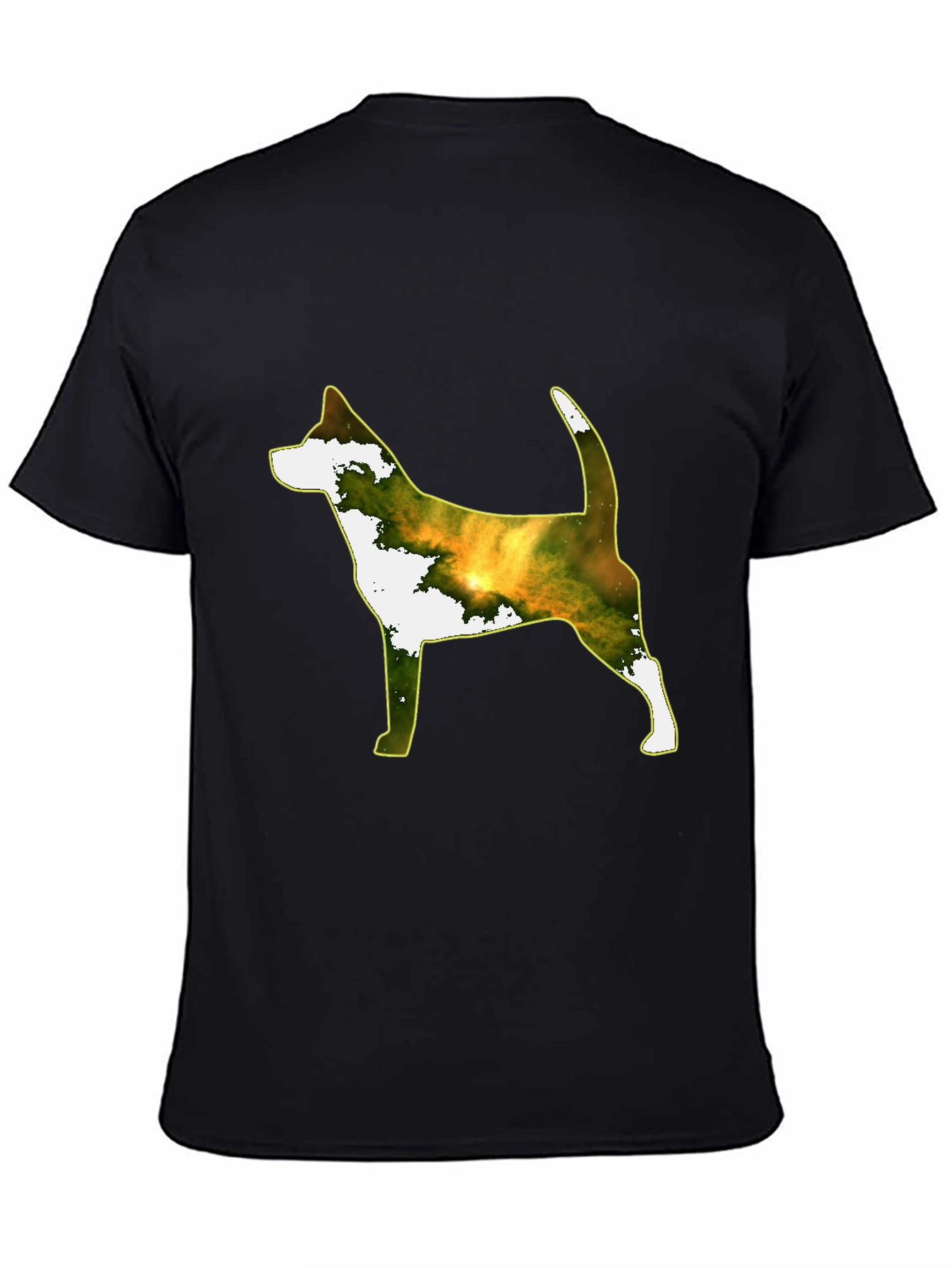 Dog Silhouette Galaxy Print Black Tee