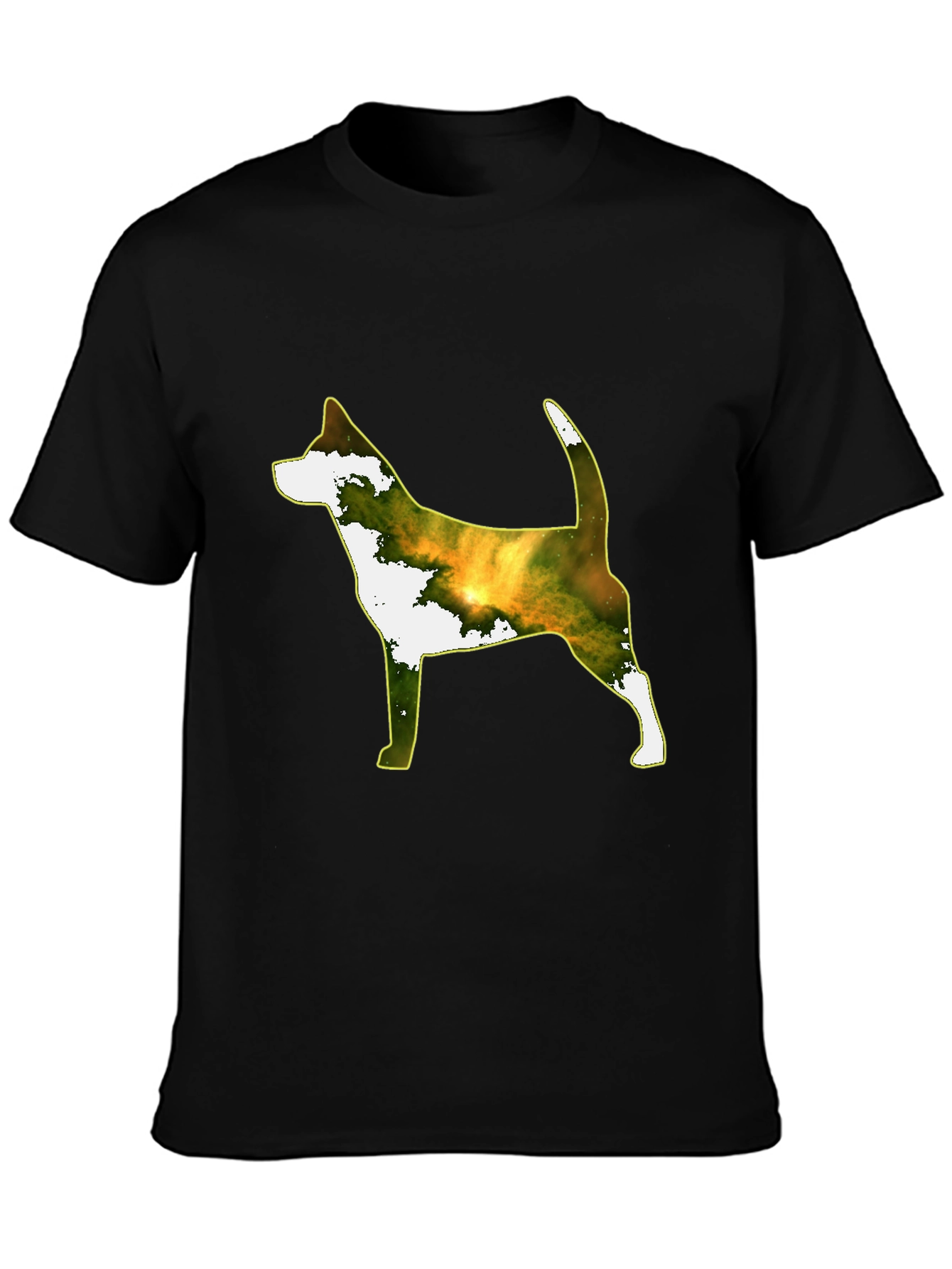 Dog Silhouette Galaxy Print Black Tee