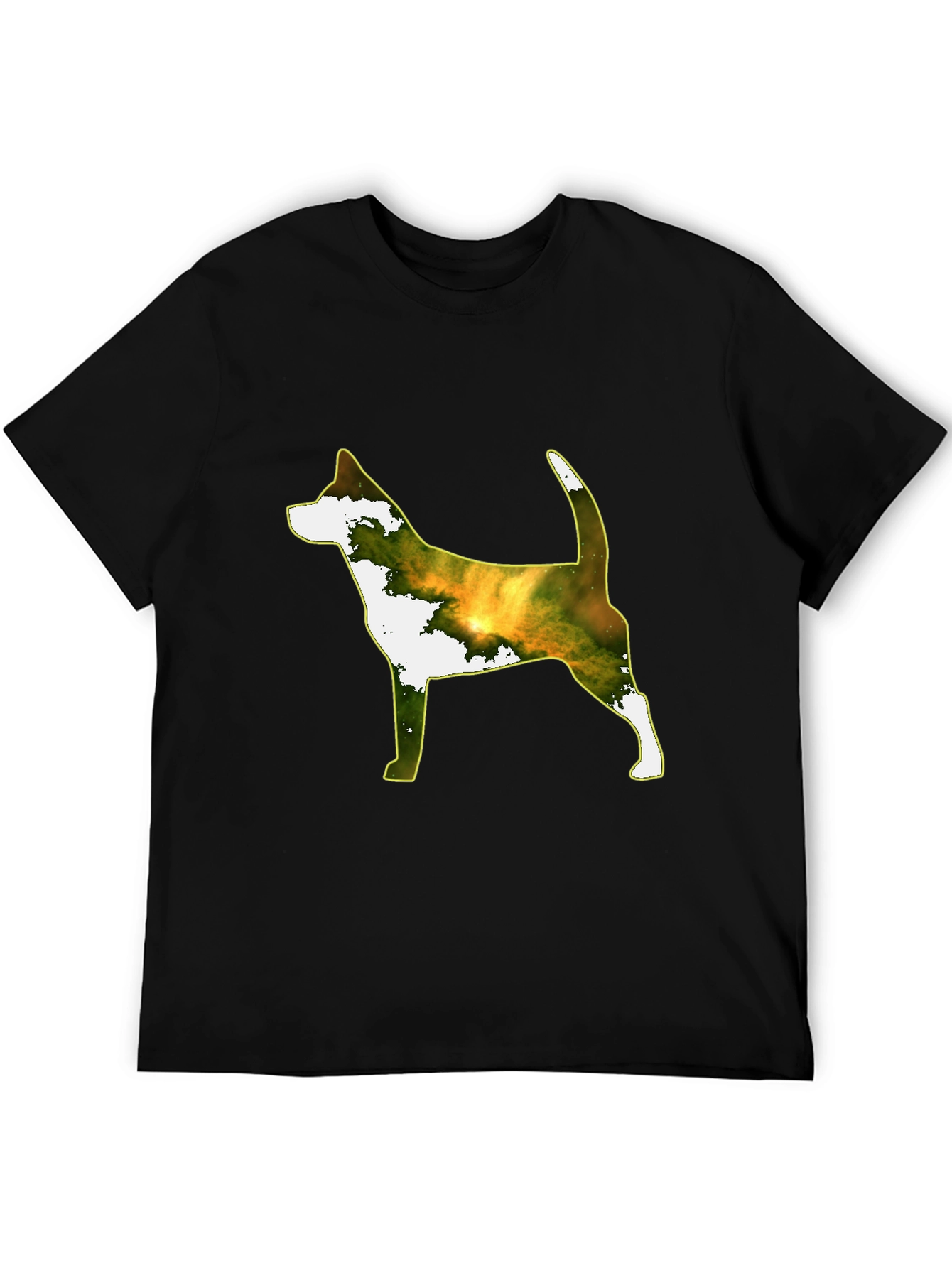 Dog Silhouette Galaxy Print Black Tee