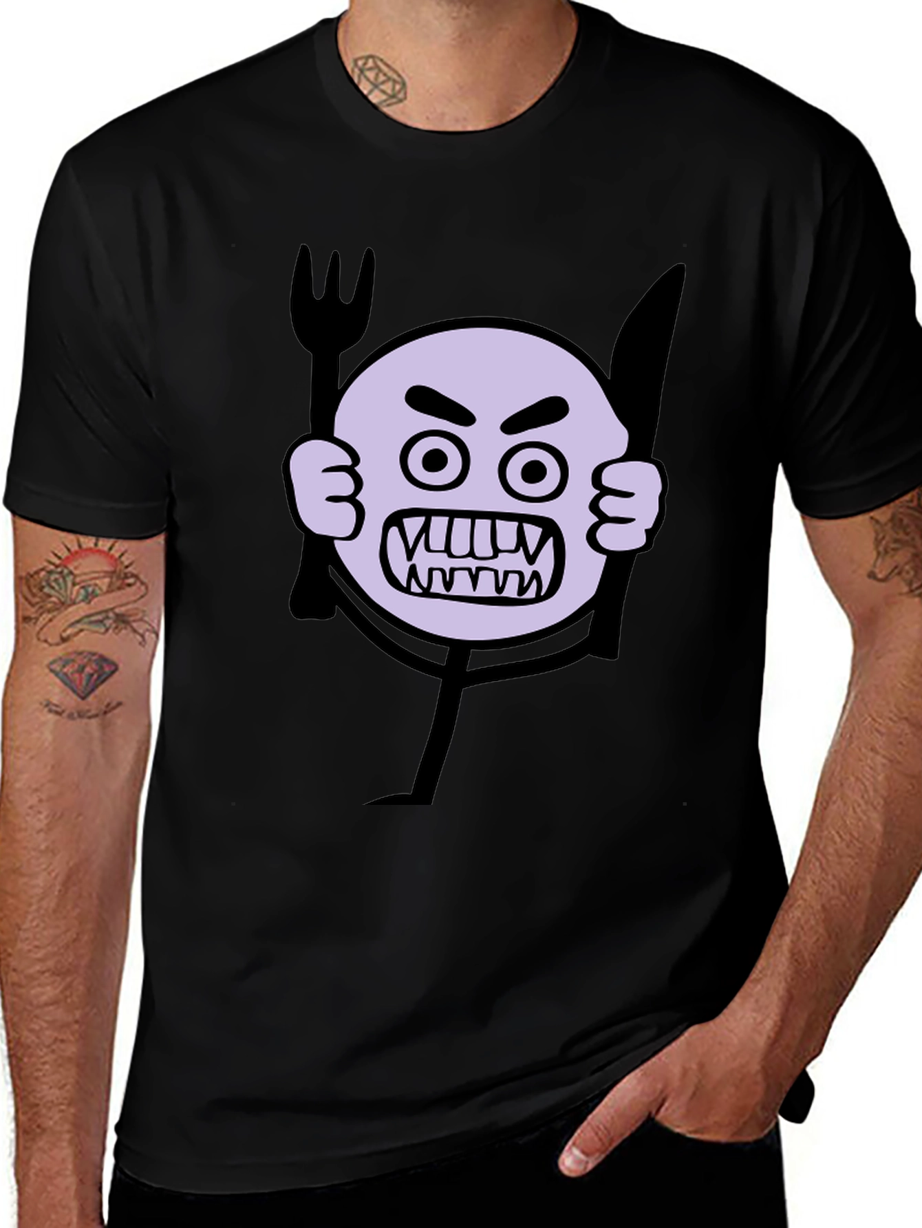 Angry Emoji Graphic Print Black T-Shirt