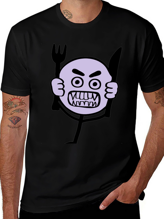 Angry Emoji Graphic Print Black T-Shirt