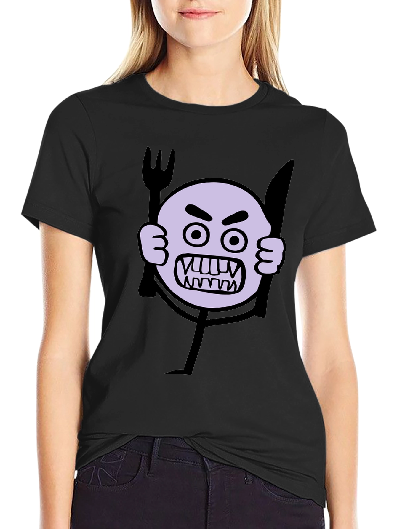 Angry Emoji Graphic Print Black T-Shirt