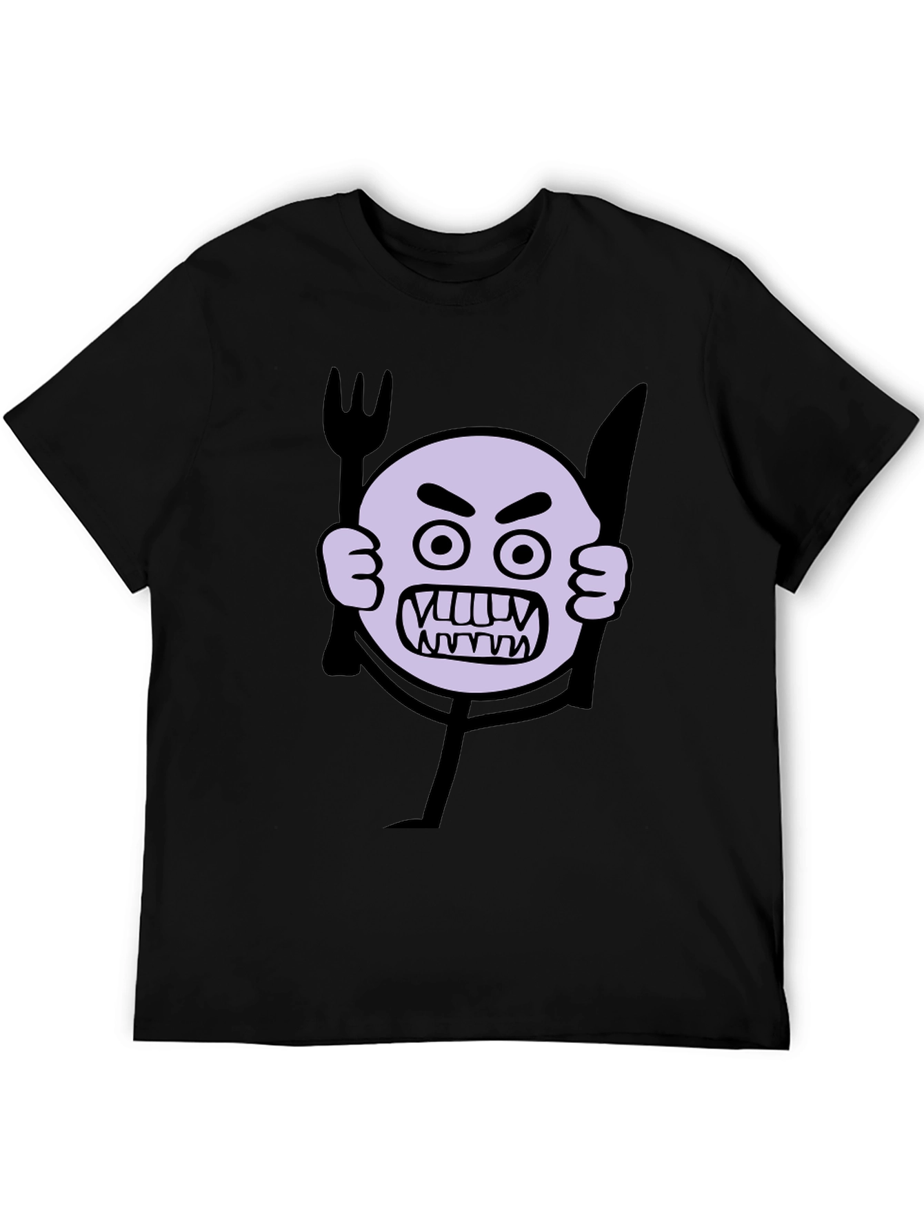 Angry Emoji Graphic Print Black T-Shirt