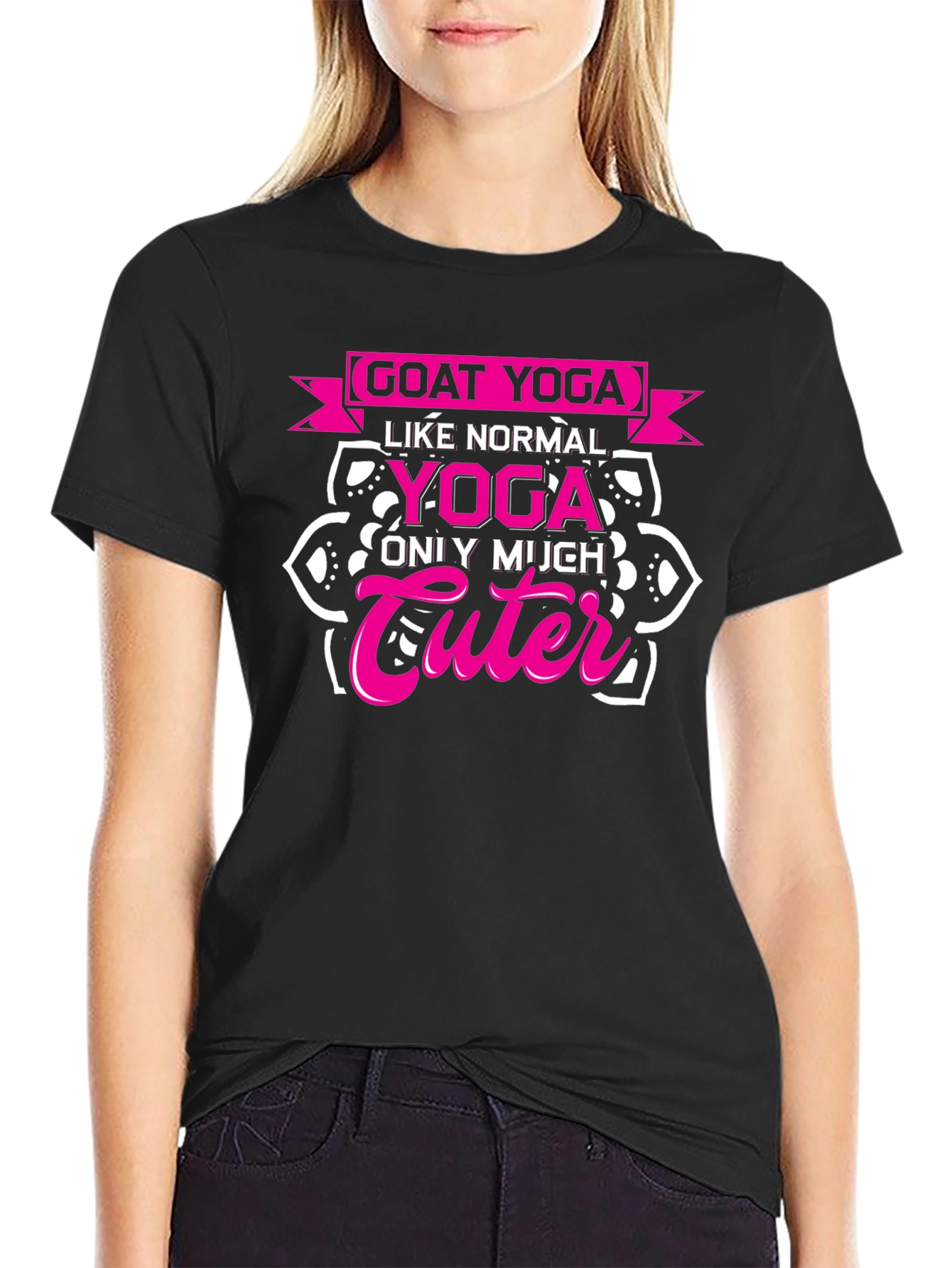 Goat Yoga Cute T-Shirt - Black Funny Yoga Tee