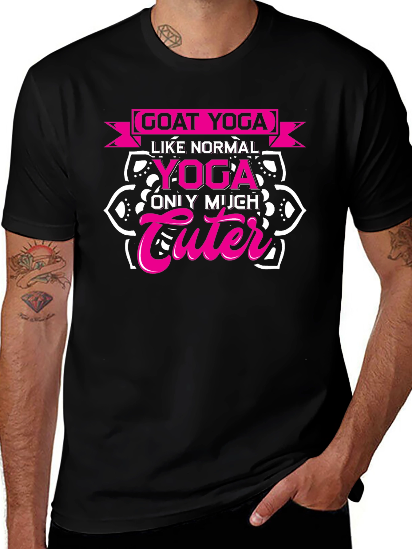 Goat Yoga Cute T-Shirt - Black Funny Yoga Tee