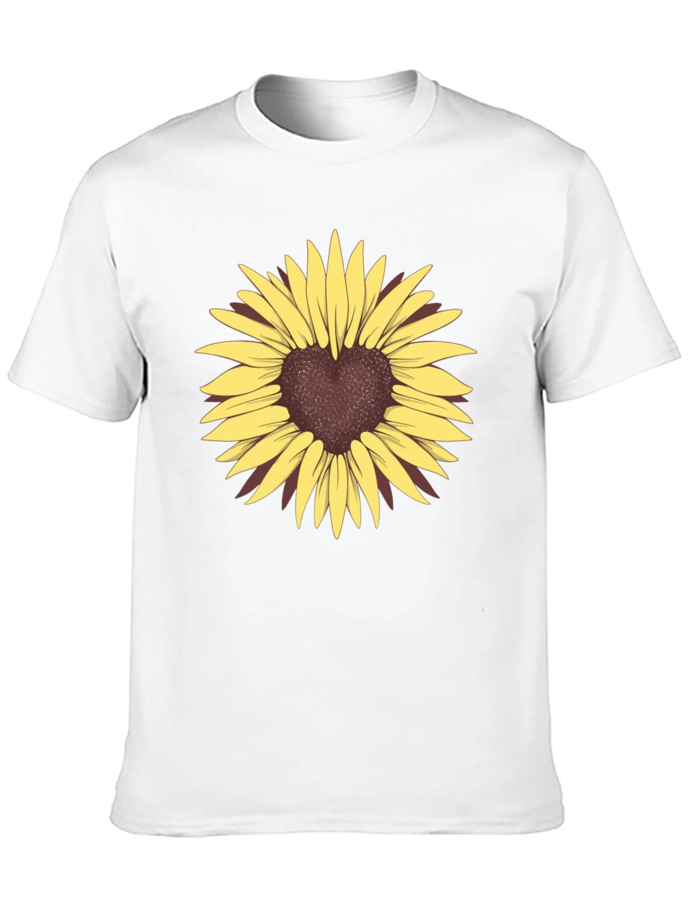 Heart Sunflower Graphic Tee - Black Casual T-Shirt