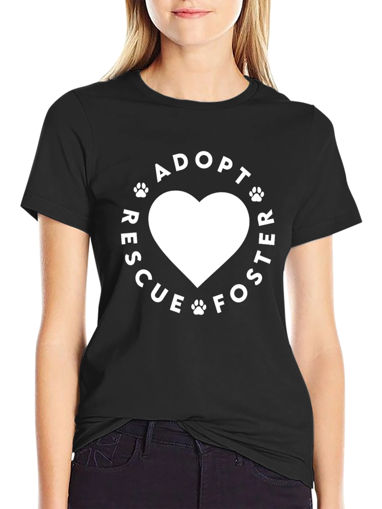 Adopt Rescue Foster Heart Tee - Black