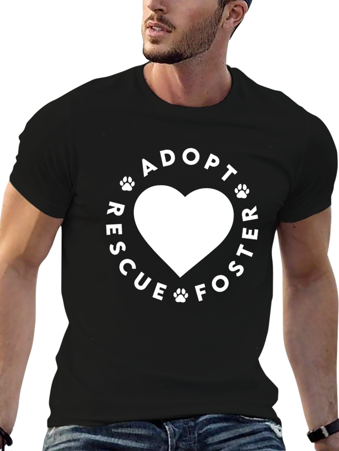 Adopt Rescue Foster Heart Tee - Black