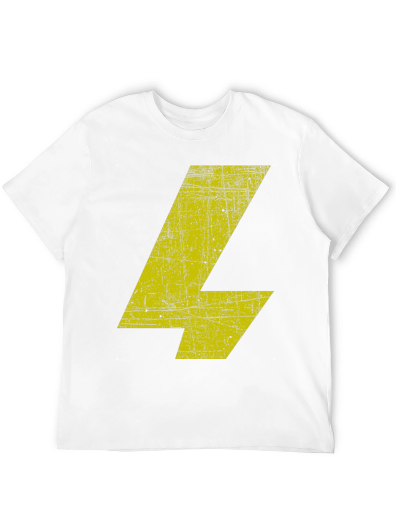 Distressed Yellow Bolt Graphic Black T-Shirt